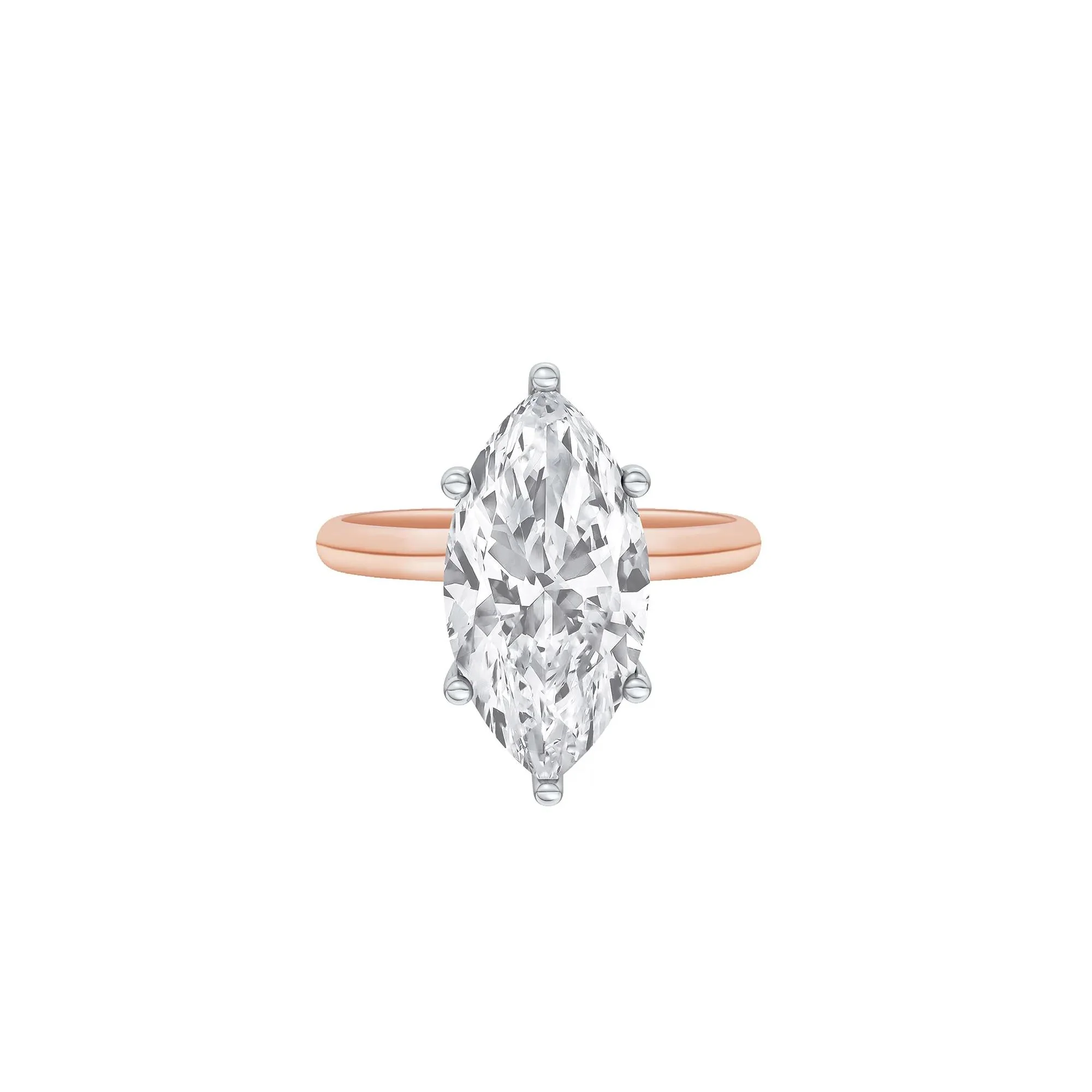 Lab Grown Diamond Marquise Solitaire Engagement Ring 14K Rose & White Gold (5 CT.) Size 11 2mm
