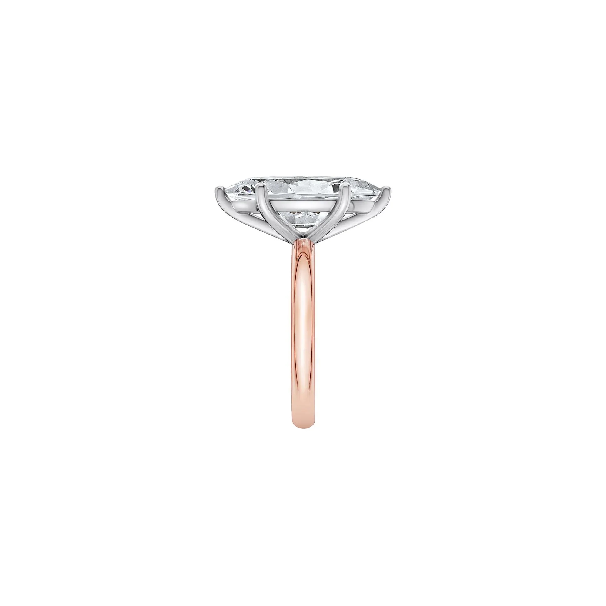 Lab Grown Diamond Marquise Solitaire Engagement Ring 14K Rose & White Gold (5 CT.) Size 5.5 2mm - Image 3