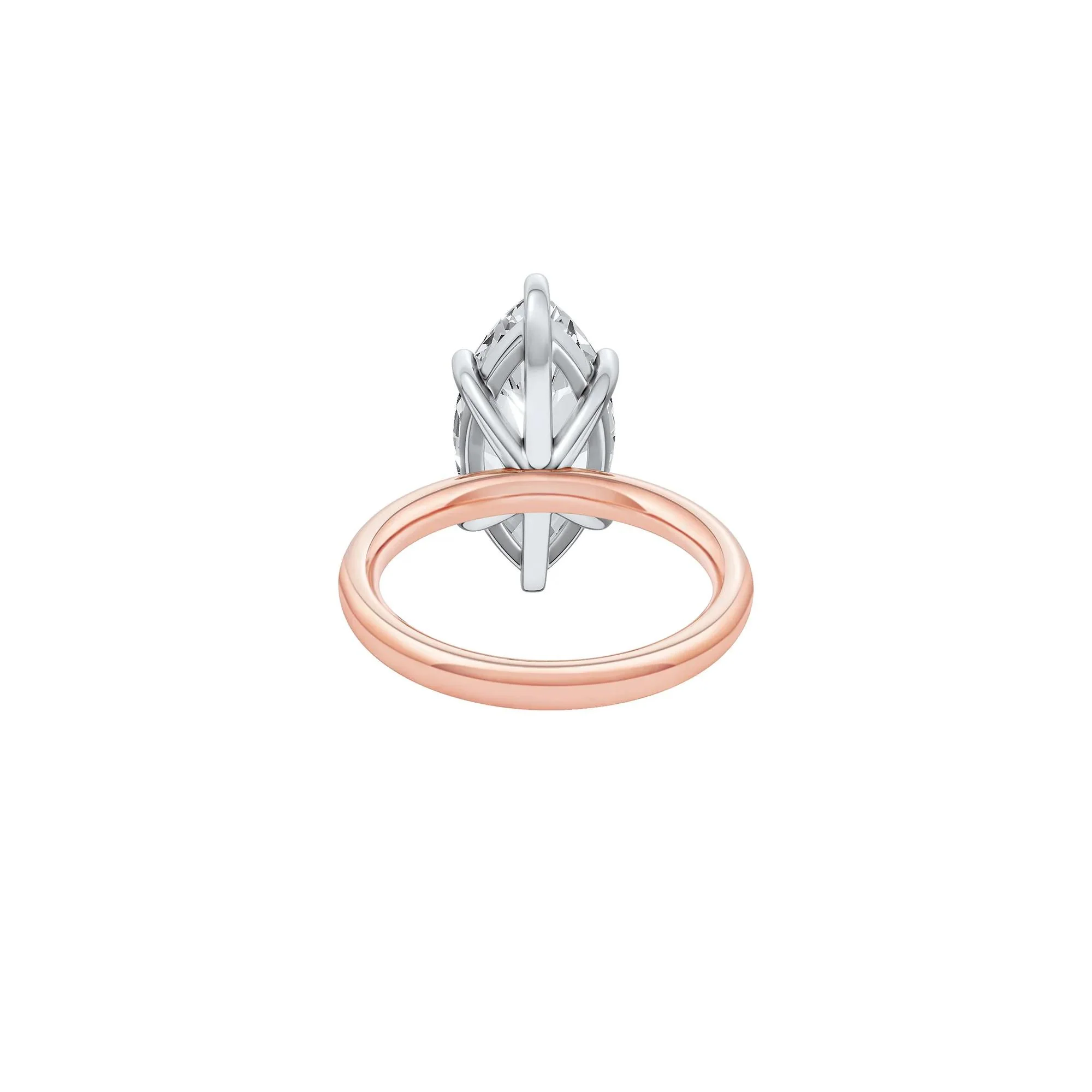Lab Grown Diamond Marquise Solitaire Engagement Ring 14K Rose & White Gold (5 CT.) Size 5.5 2mm - Image 4