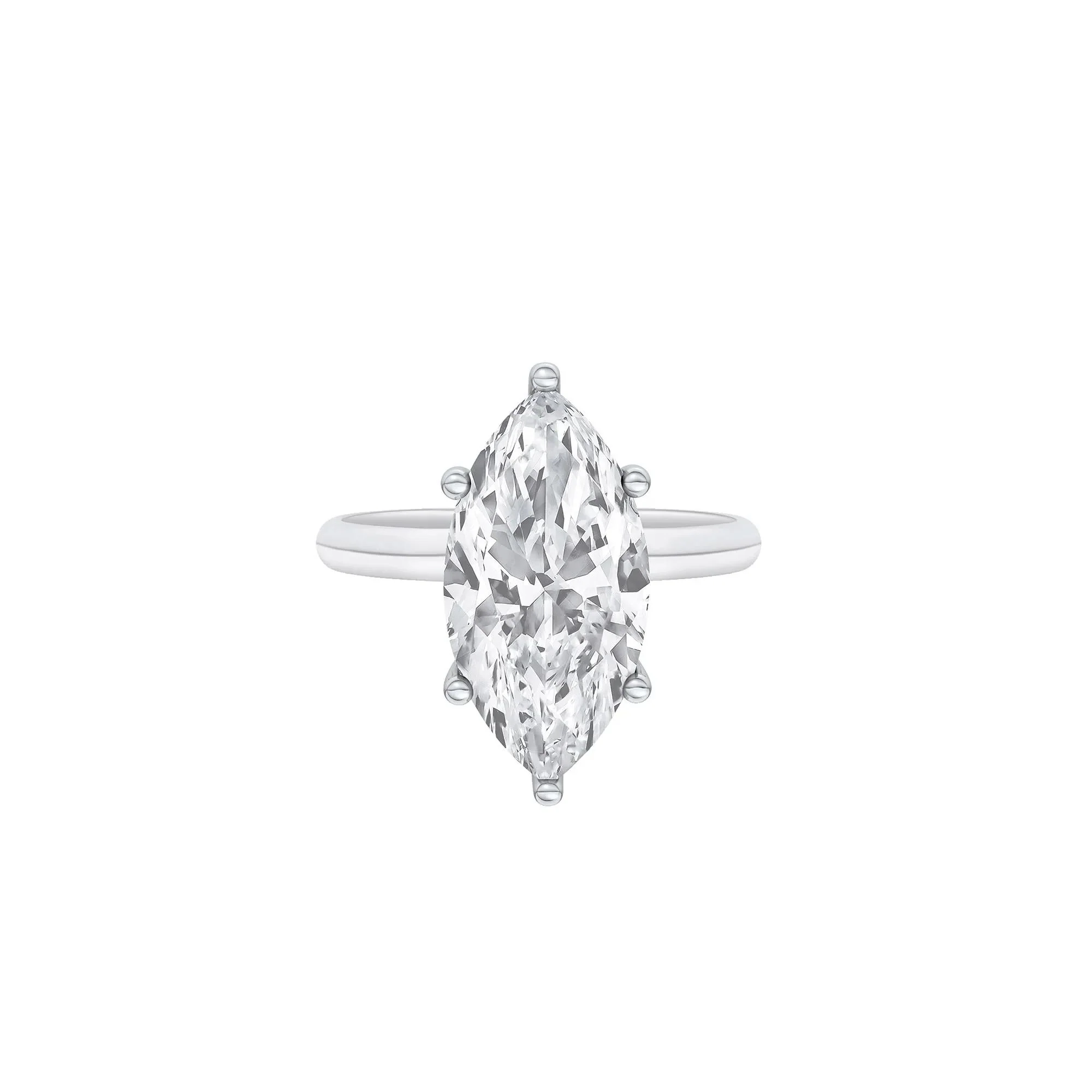 Lab Grown Diamond Marquise Solitaire Engagement Ring 14K White Gold (5 CT.) Size 4 2mm