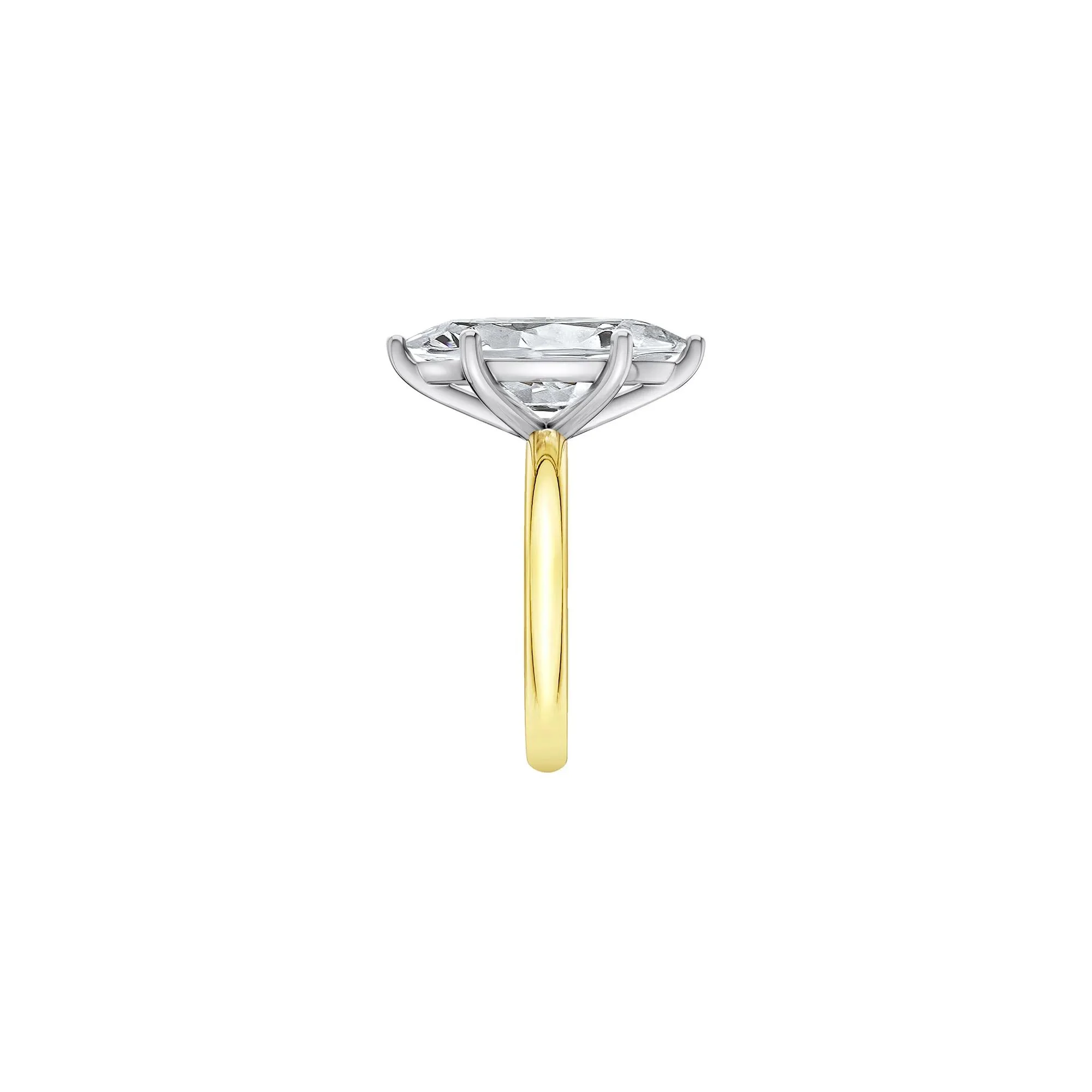 Lab Grown Diamond Marquise Solitaire Engagement Ring 14K Yellow & White Gold (5 CT.) Size 4 2mm - Image 3