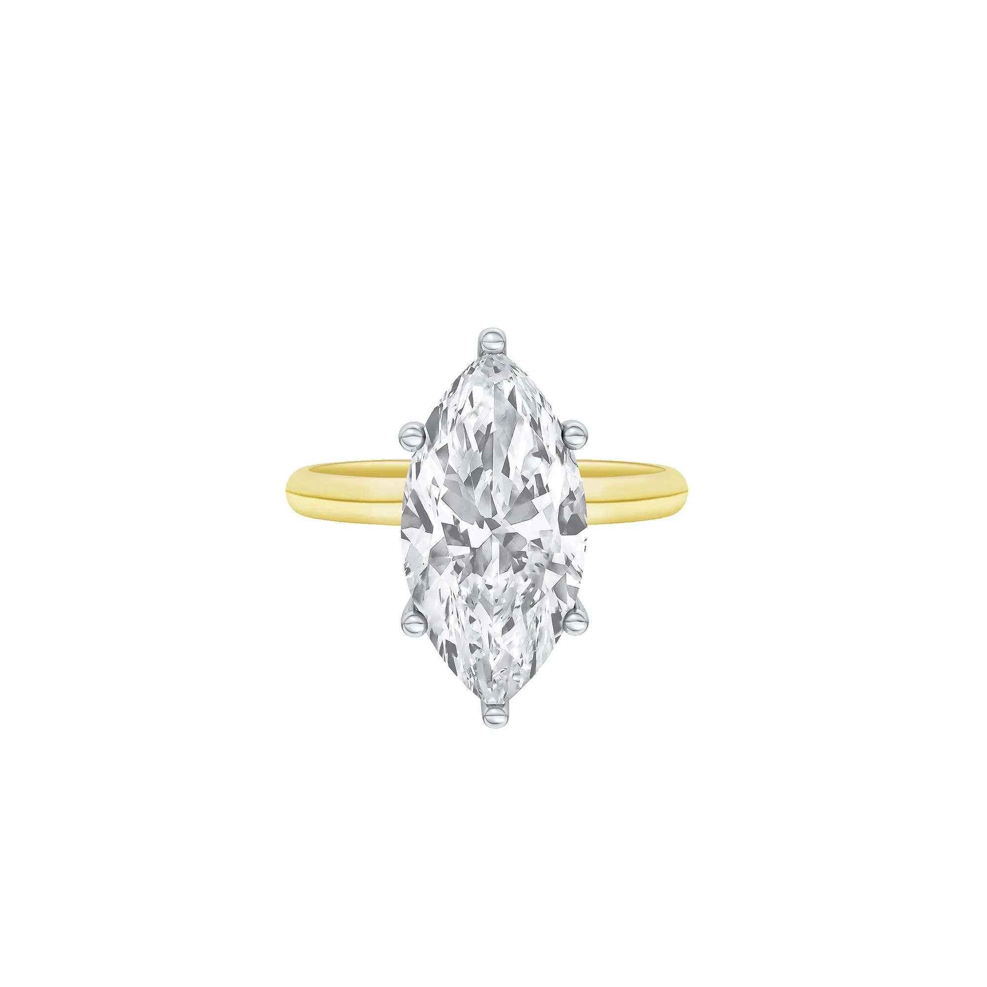Lab Grown Diamond Marquise Solitaire Engagement Ring 14K Yellow & White Gold (5 CT.) Size 5 2mm