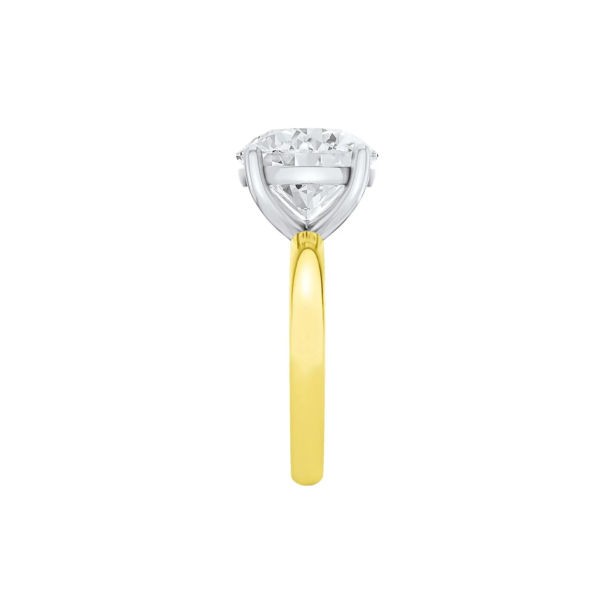 Lab Grown Diamond Round Solitaire Ring 14K Yellow & White Gold (6 CT.) Round Brilliant Cut Size 6.5 2mm - Image 3