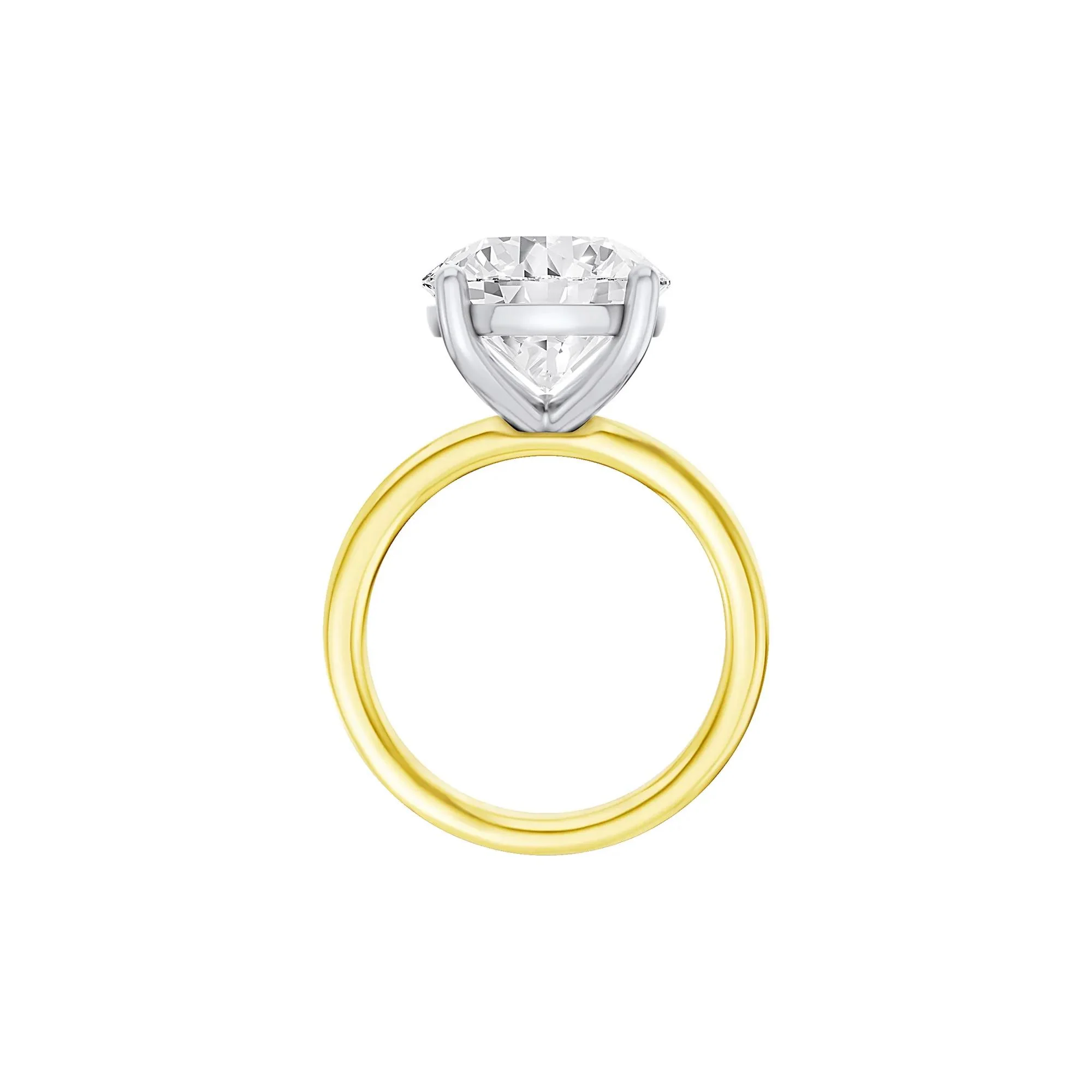 Lab Grown Diamond Round Solitaire Ring 14K Yellow & White Gold (6 CT.) Round Brilliant Cut Size 9 2mm - Image 2