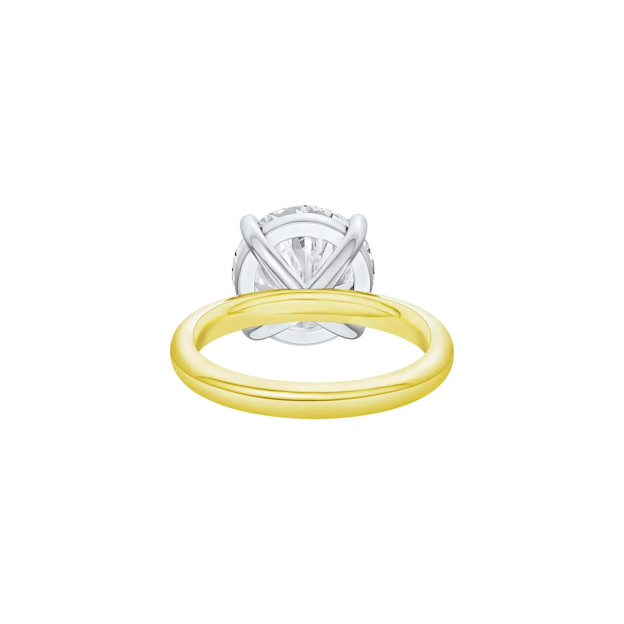 Lab Grown Diamond Round Solitaire Ring 14K Yellow & White Gold (6 CT.) Round Brilliant Cut Size 9.5 2mm - Image 4