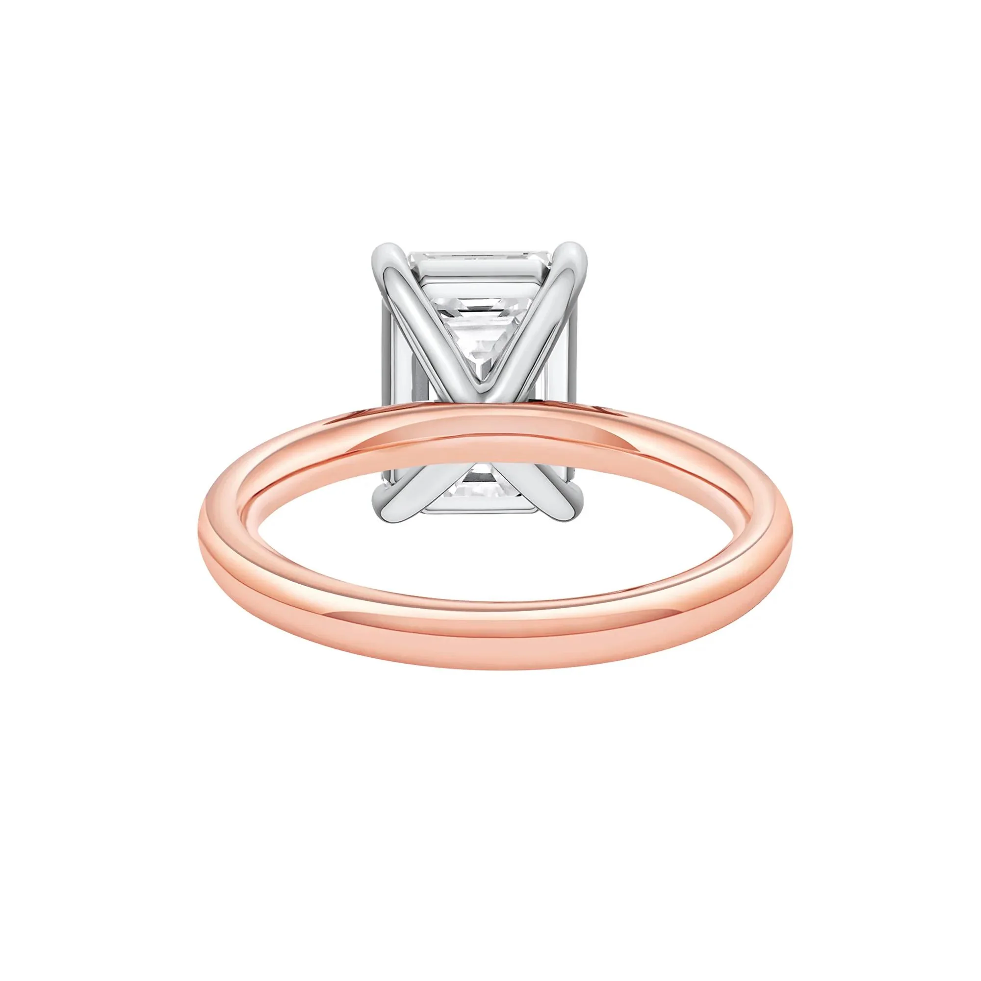 Lab Grown Diamond Emerald-Cut Solitaire Engagement Ring 14K Rose & White Gold (4 CT.) Size 4.5 2mm - Image 4