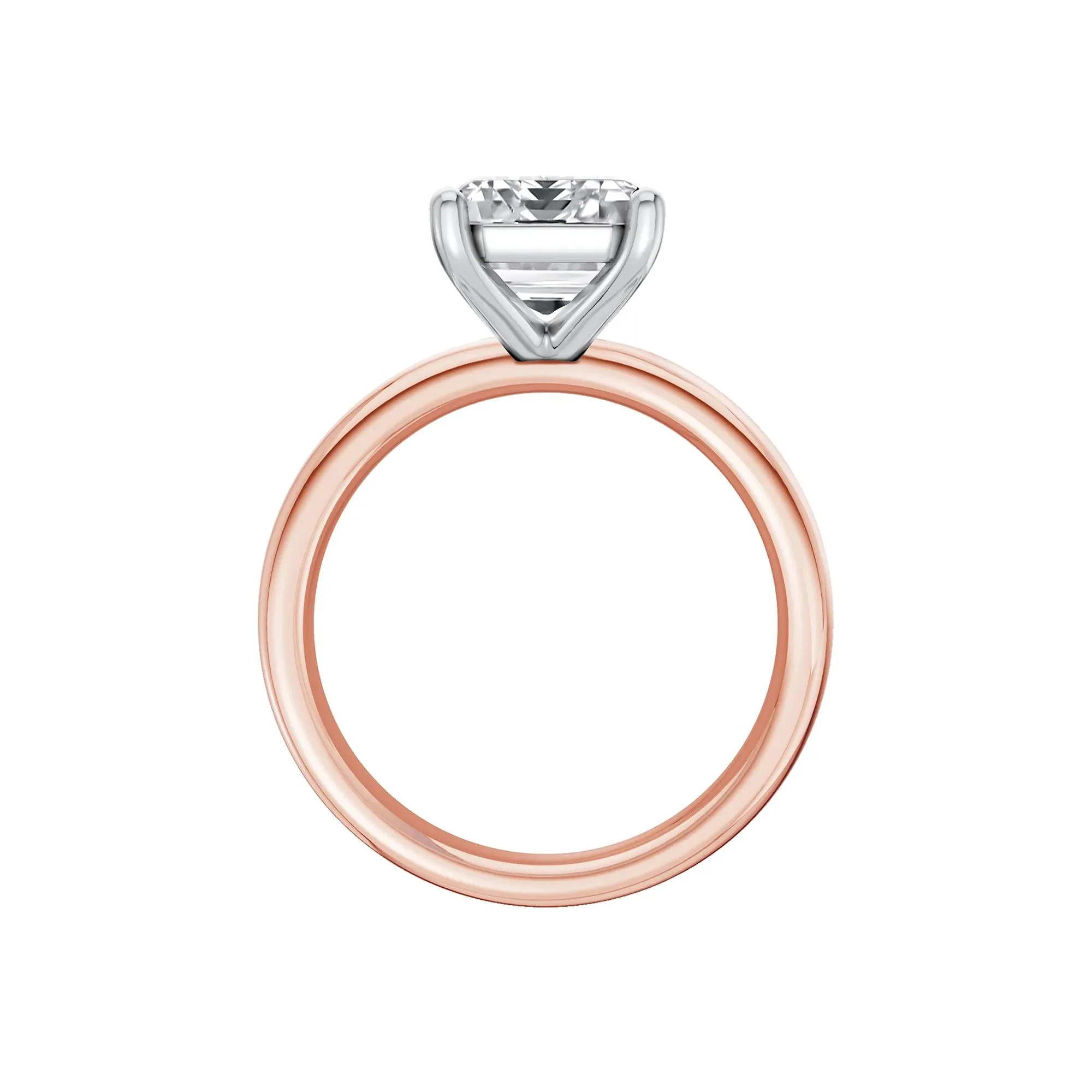 Lab Grown Diamond Emerald-Cut Solitaire Engagement Ring 14K Rose & White Gold (4 CT.) Size 7 2mm - Image 2