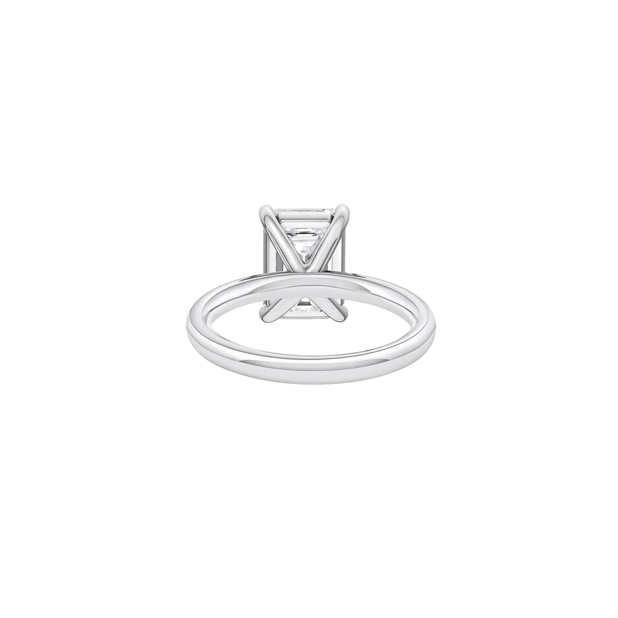 Lab Grown Diamond Emerald-Cut Solitaire Ring 14K White Gold (4 CT.) Size 4 2mm - Image 4