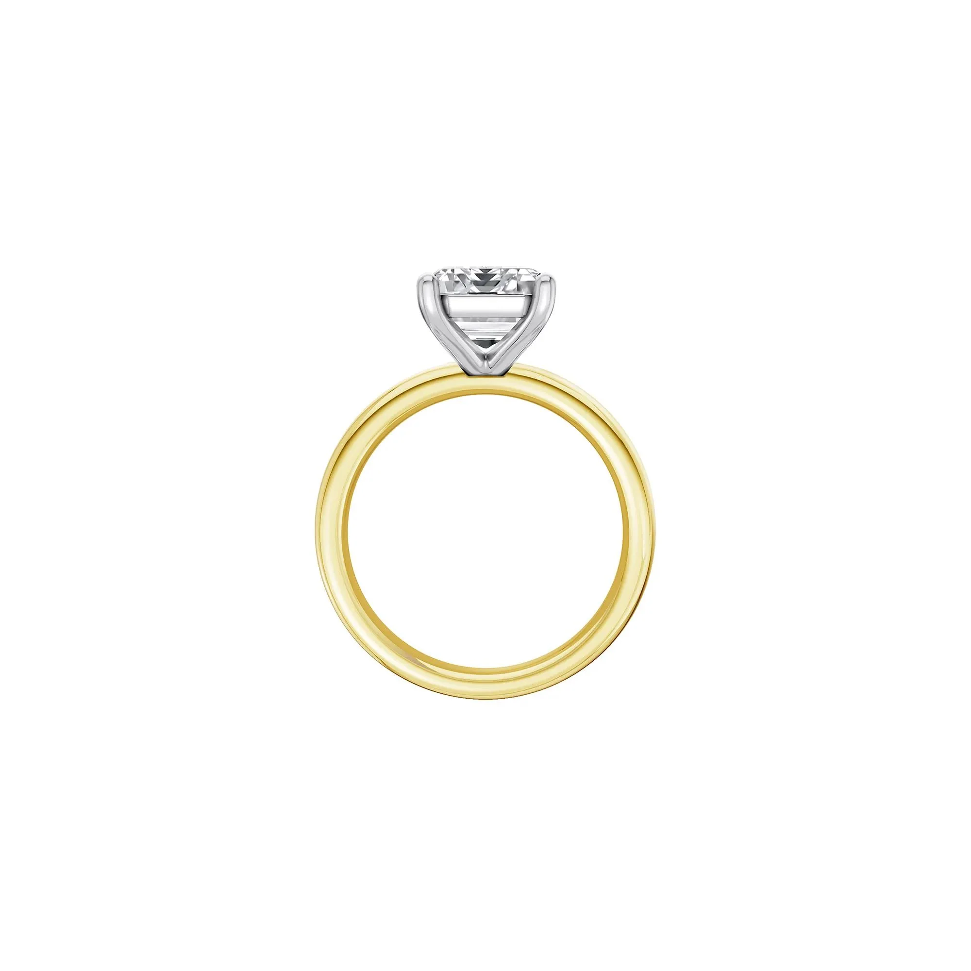 Lab Grown Diamond Emerald-Cut Solitaire Ring 14K Yellow & White Gold (4 CT.) Size 11.5 2mm - Image 2