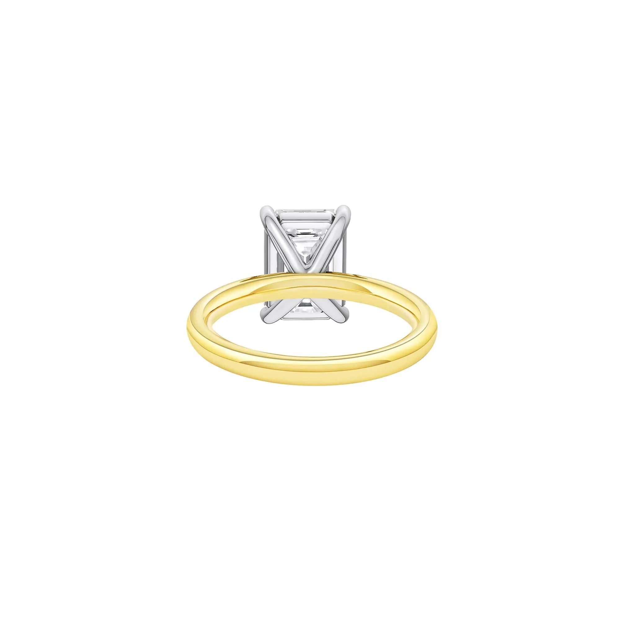 Lab Grown Diamond Emerald-Cut Solitaire Ring 14K Yellow & White Gold (4 CT.) Size 12 2mm - Image 4