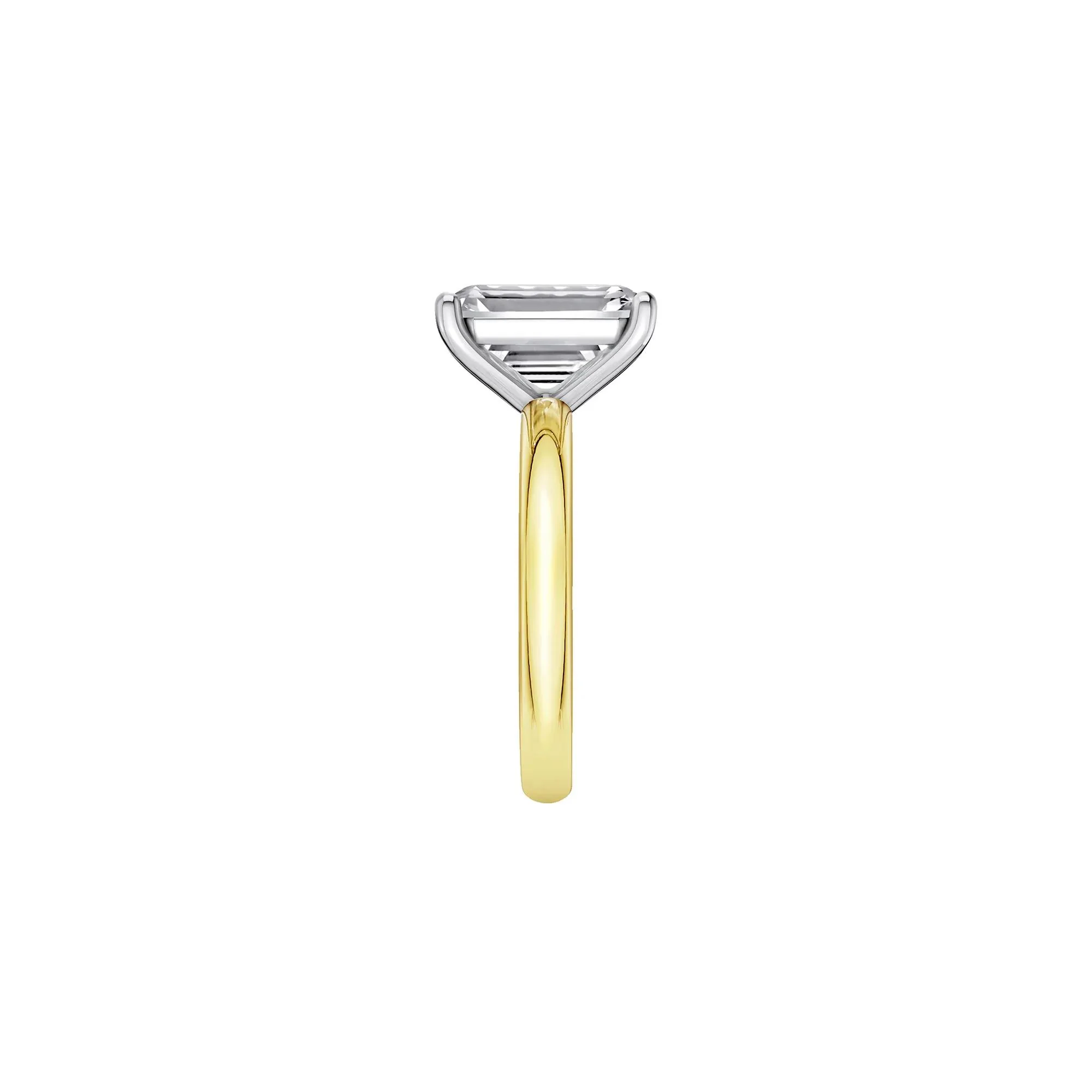 Lab Grown Diamond Emerald-Cut Solitaire Ring 14K Yellow & White Gold (4 CT.) Size 8.5 2mm - Image 3