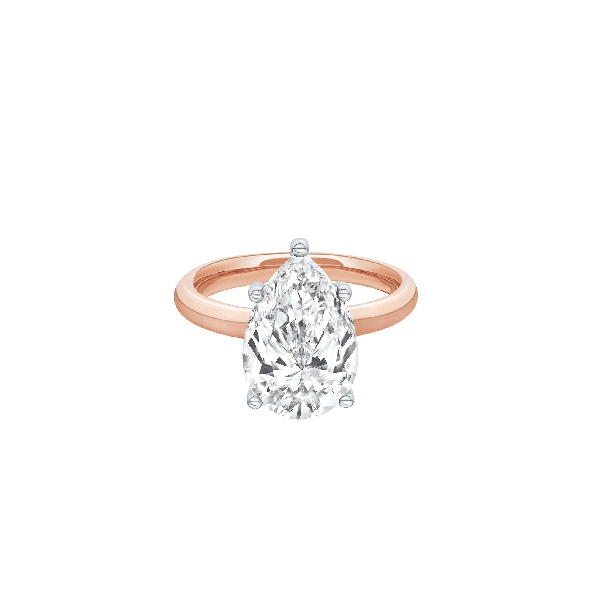 Lab Grown Diamond Pear-Shaped Solitaire Ring Rose Size 7.5 2mm