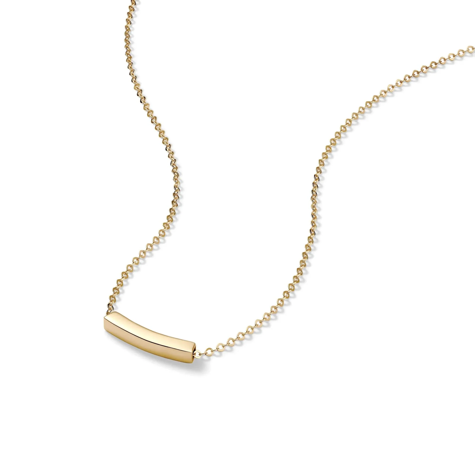 Bar Pendant Necklace 14K Yellow Gold Size 18" - Image 4