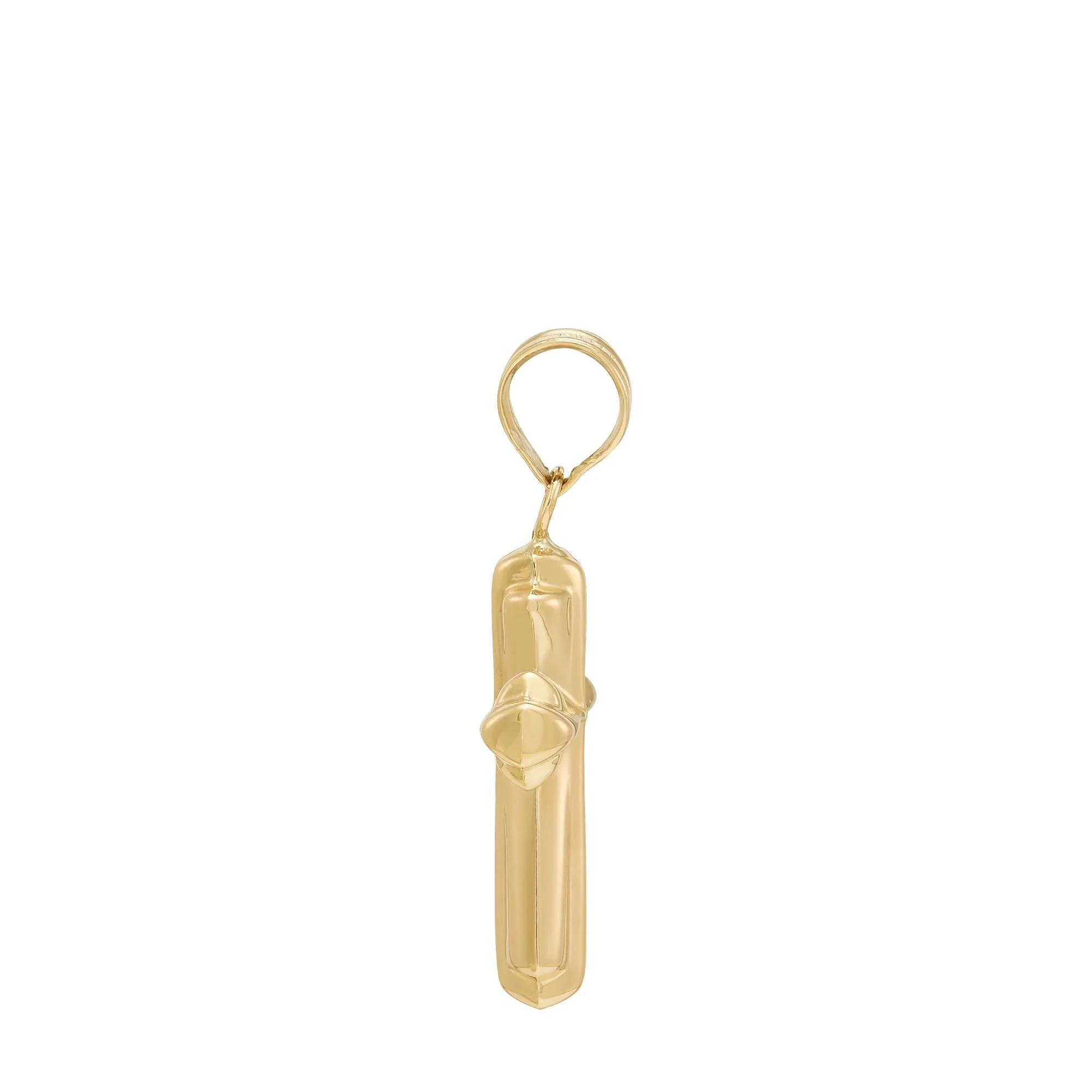 Puffed Cross Charm 14K Yellow Gold Size 12.50mm - Image 3