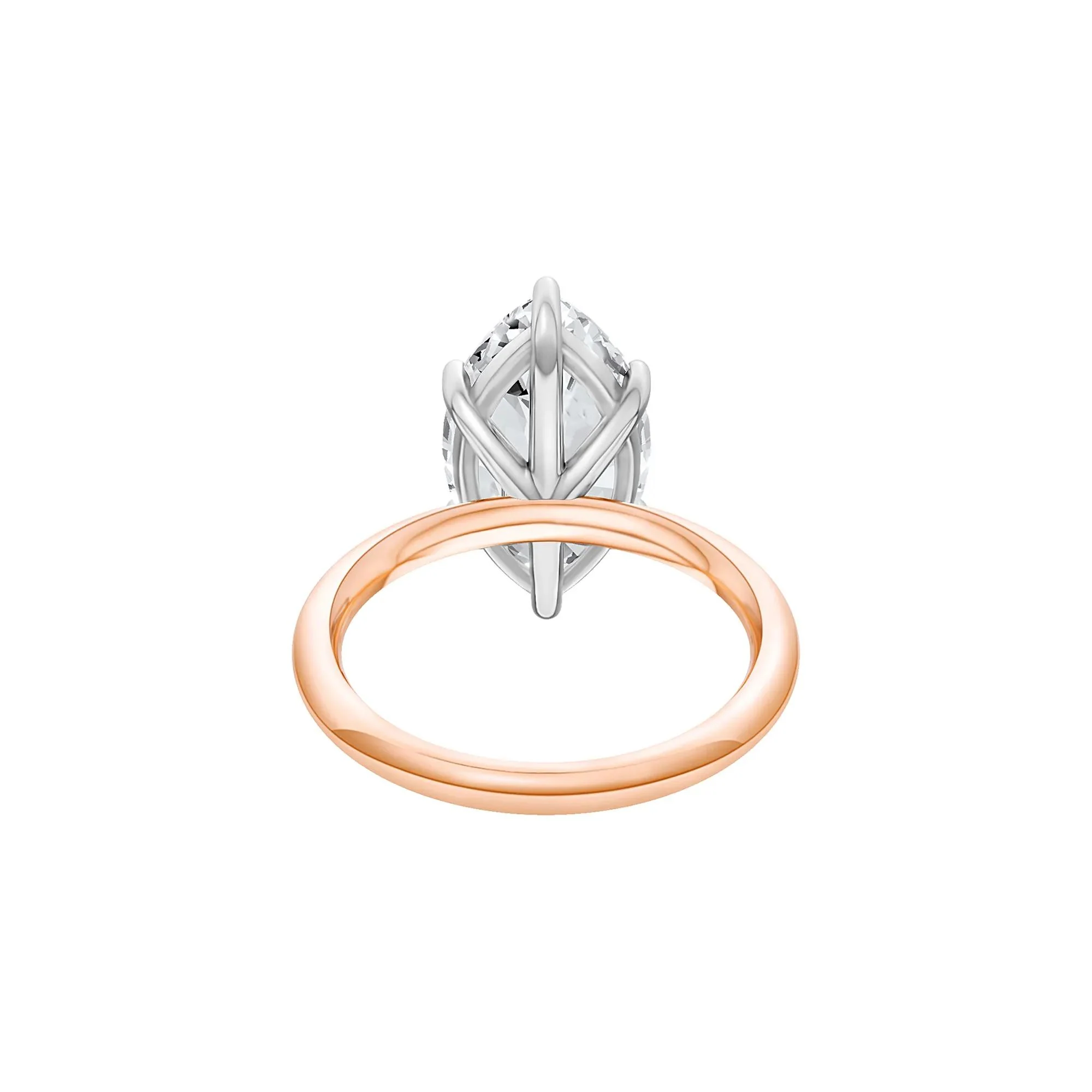 Lab Grown Diamond Marquise Solitaire Engagement Ring 14K Rose & White Gold (4 CT.) Size 10 2mm - Image 4