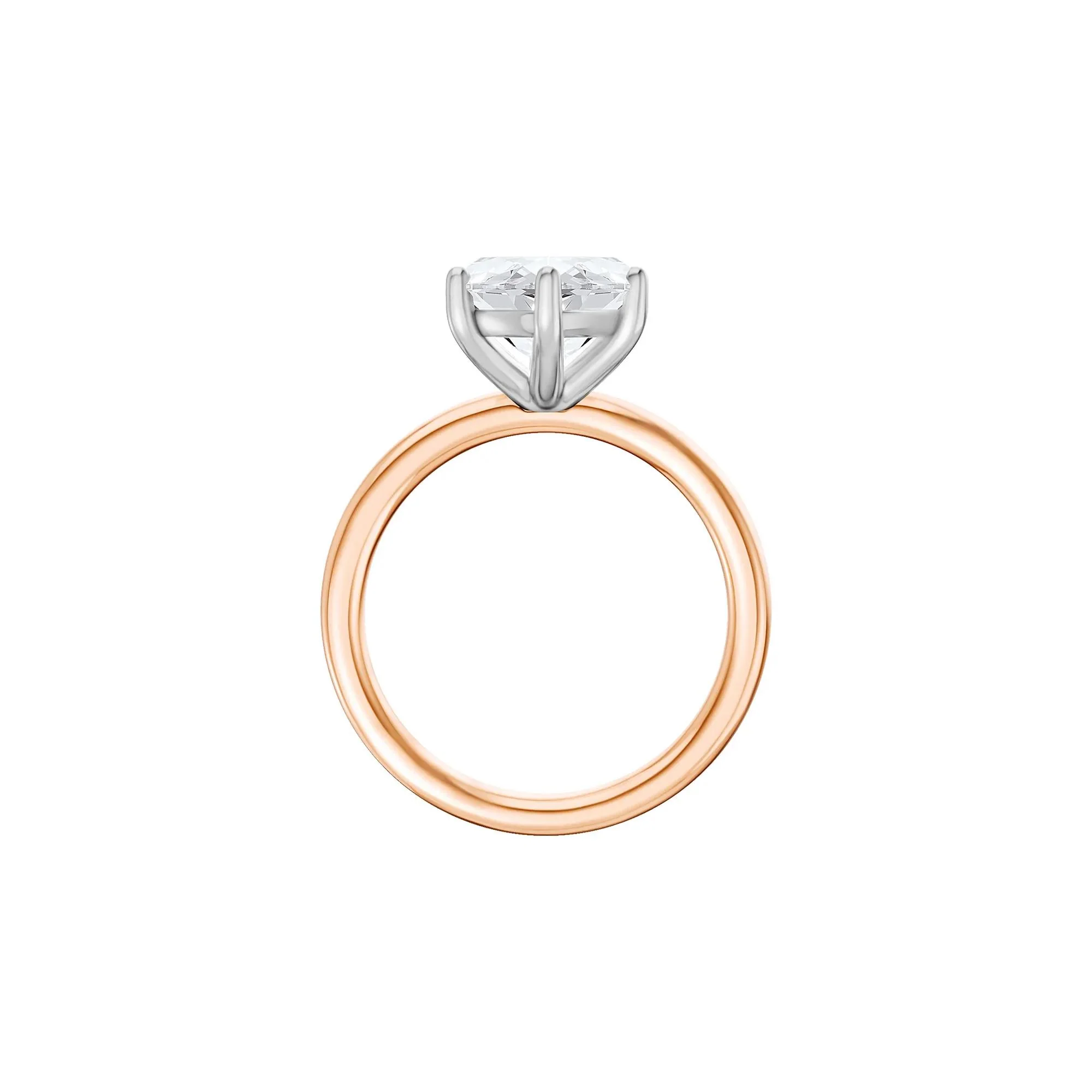 Lab Grown Diamond Marquise Solitaire Engagement Ring 14K Rose & White Gold (4 CT.) Size 12 2mm - Image 2
