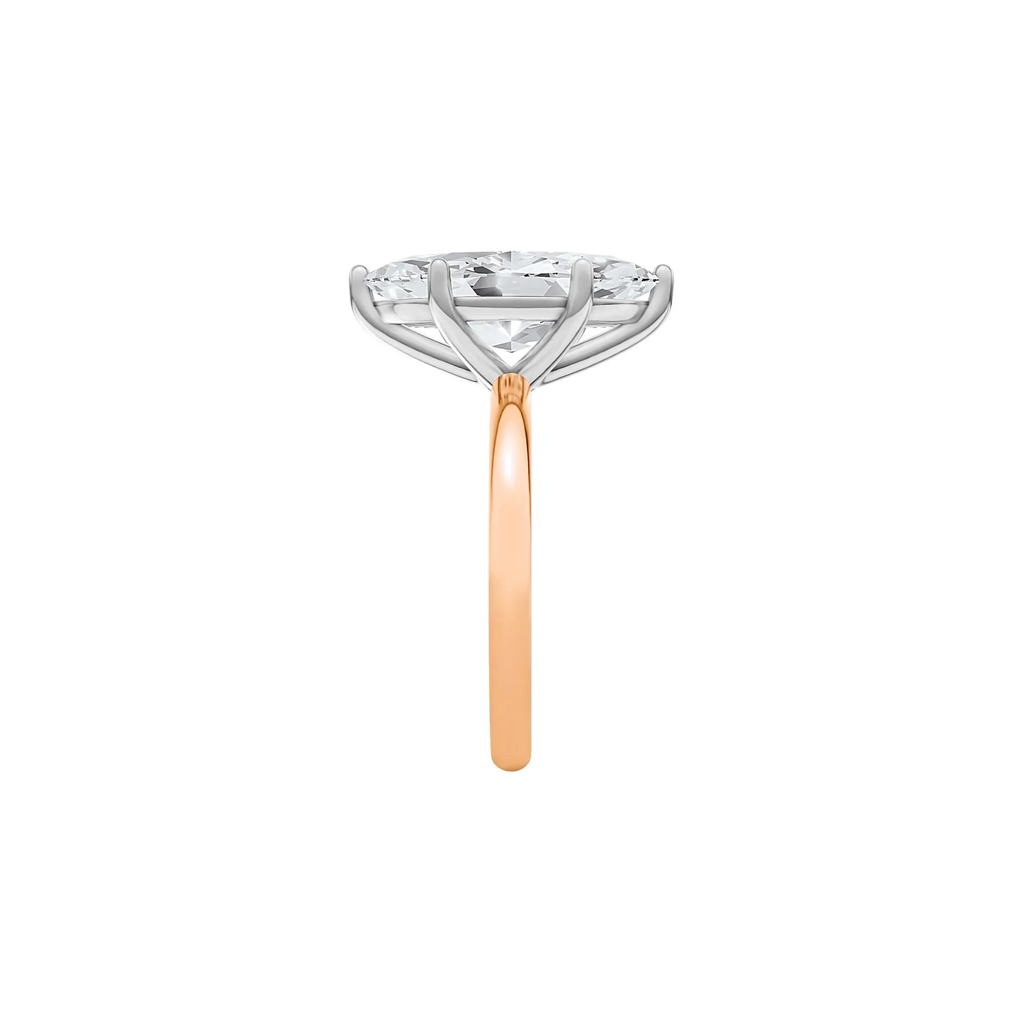 Lab Grown Diamond Marquise Solitaire Engagement Ring 14K Rose & White Gold (4 CT.) Size 7 2mm - Image 3