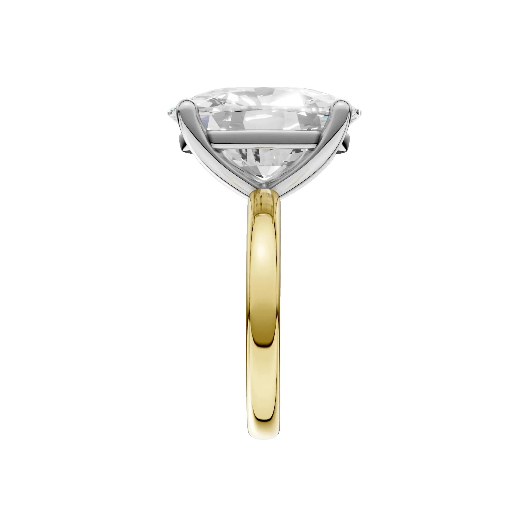 Lab Grown Diamond Elongated Cushion Solitaire Engagement Ring 14K Yellow & White Gold (10 CT.) Size 4.5 2mm - Image 4