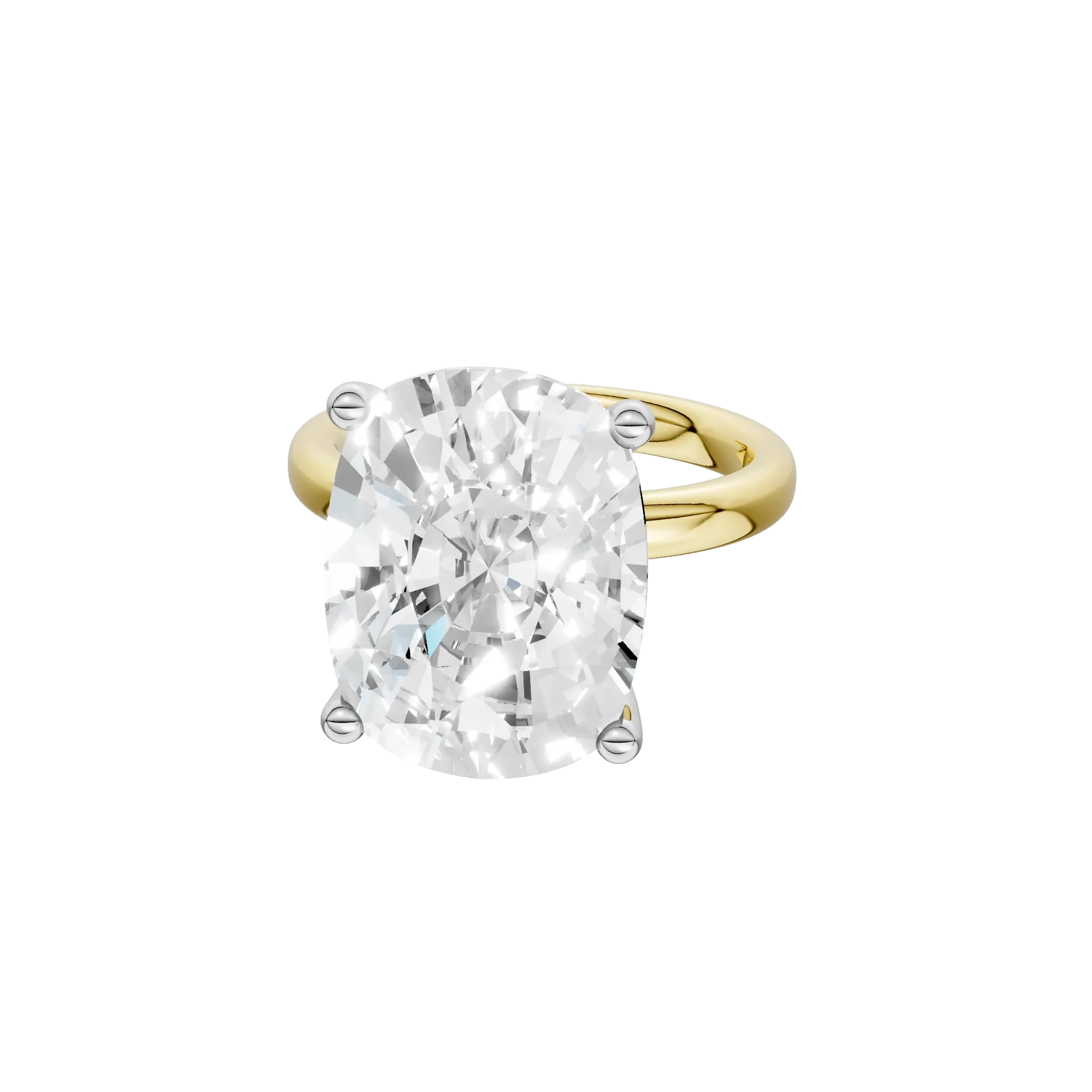 Lab Grown Diamond Elongated Cushion Solitaire Engagement Ring 14K Yellow & White Gold (10 CT.) Size 9.5 2mm - Image 2