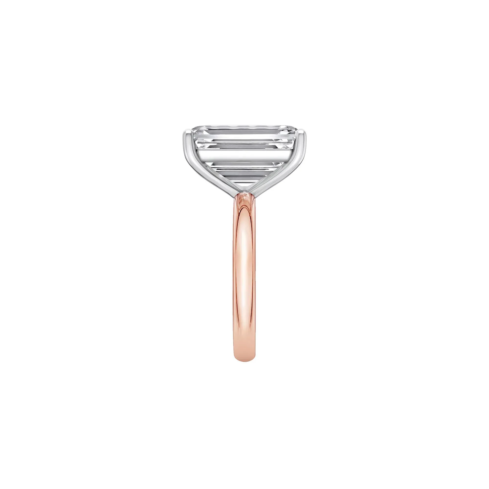 Lab Grown Diamond Emerald-Cut Solitaire Ring 14K Rose & White Gold (10 CT.) Size 6.5 2mm - Image 2