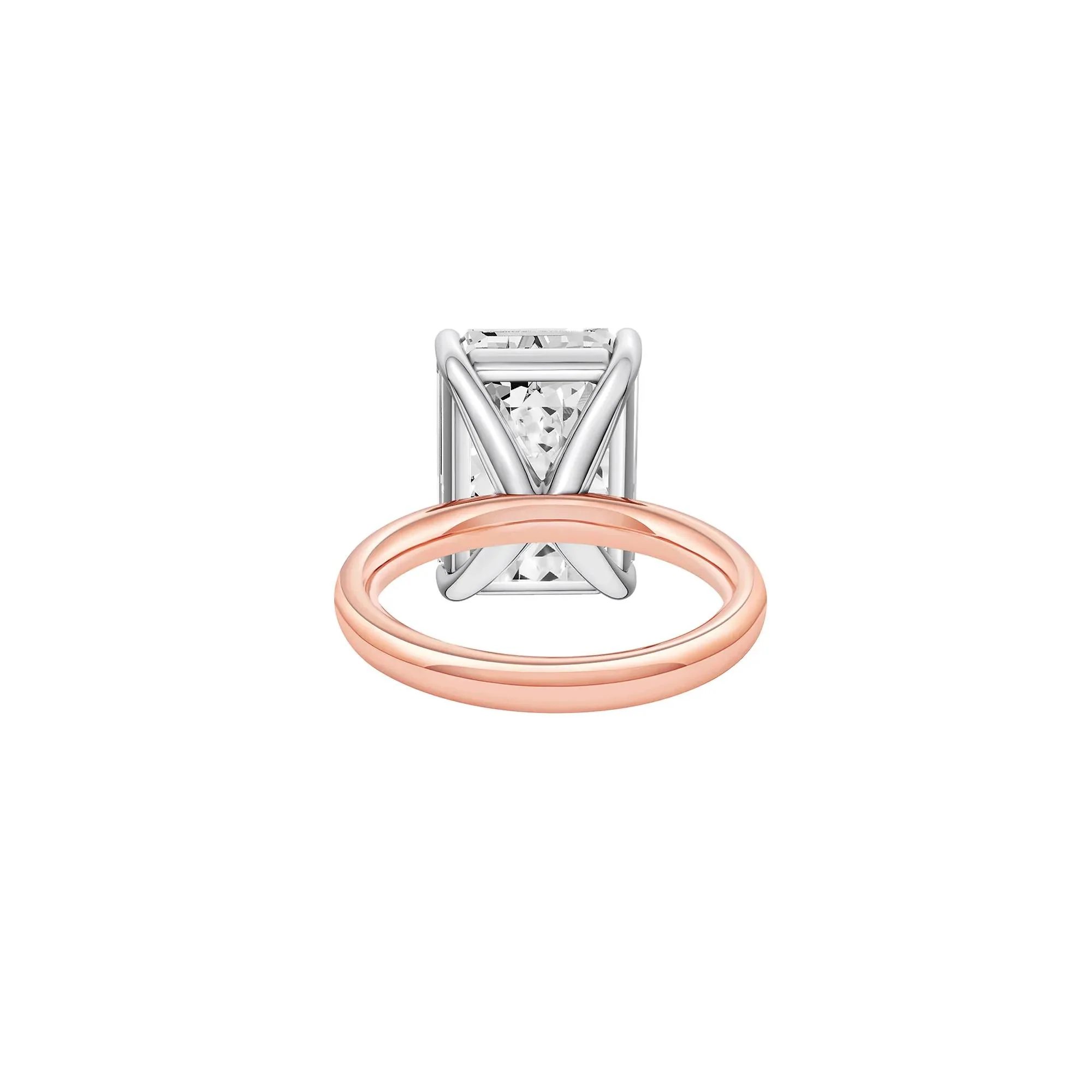 Lab Grown Diamond Emerald-Cut Solitaire Ring 14K Rose & White Gold (10 CT.) Size 7.5 2mm - Image 3