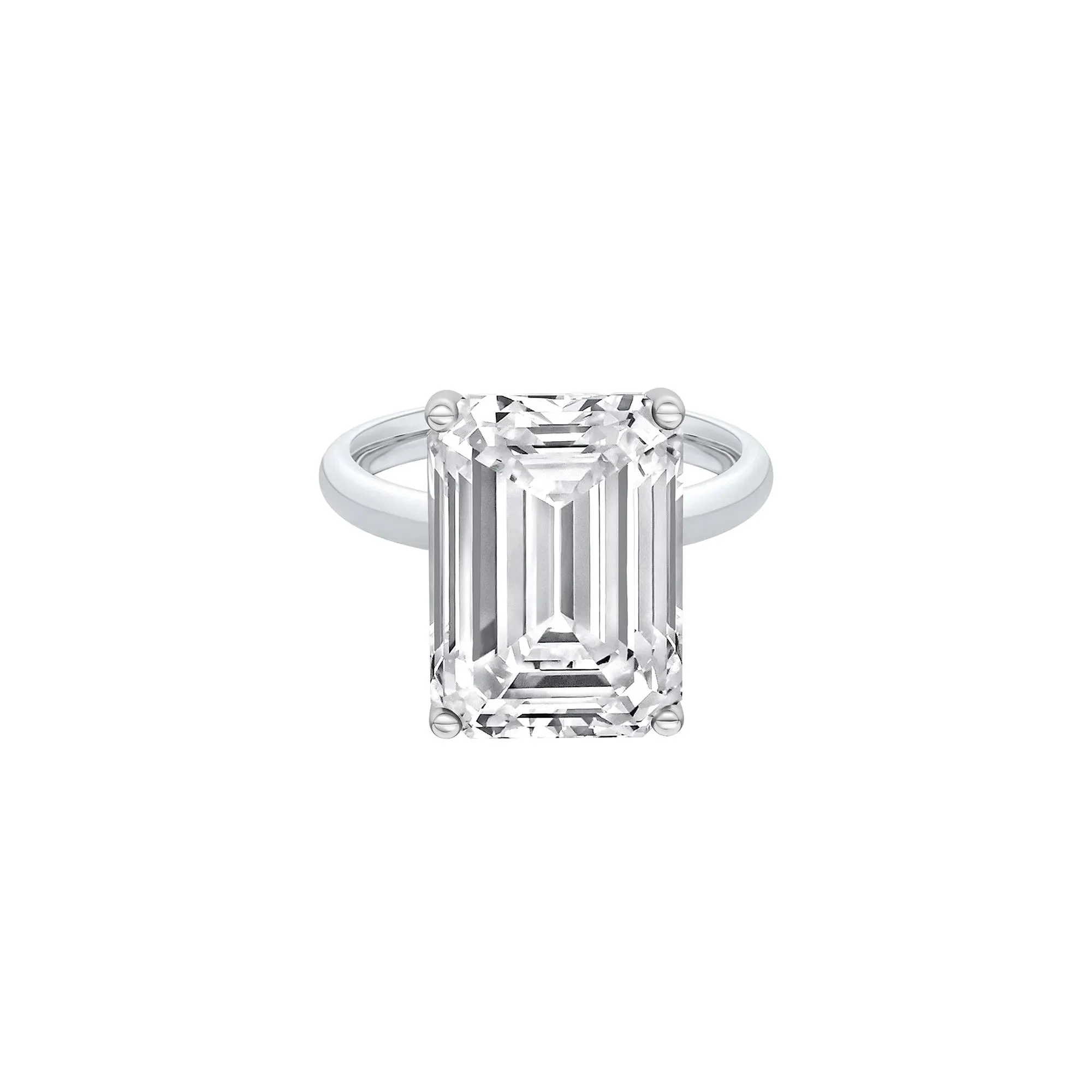 Lab Grown Diamond Emerald-Cut Solitaire Ring 14K White Gold (10 CT.) Size 6 2mm
