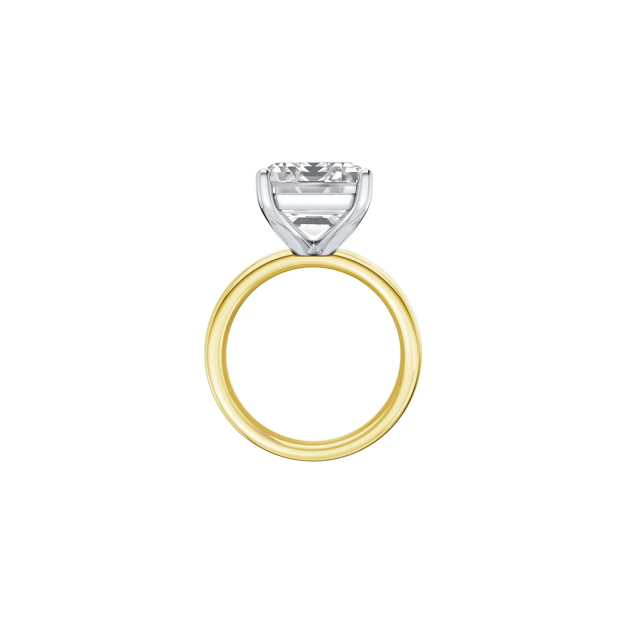 Lab Grown Diamond Emerald-Cut Solitaire Ring 14K Yellow & White Gold (10 CT.) Size 11 2mm - Image 2
