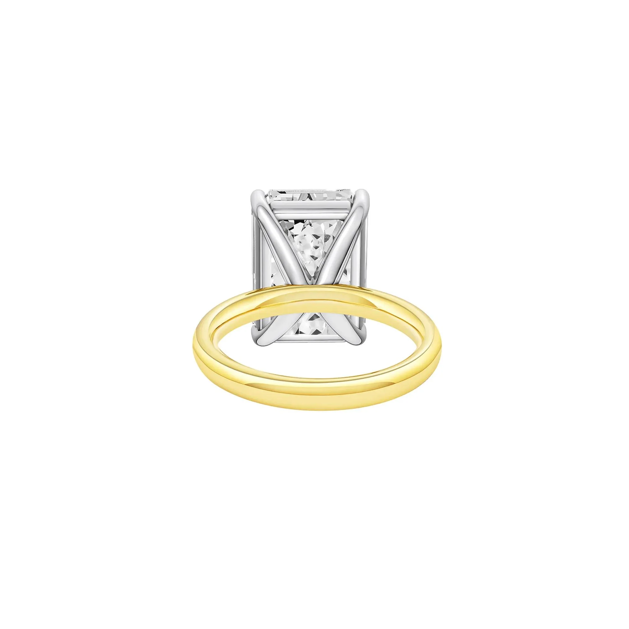 Lab Grown Diamond Emerald-Cut Solitaire Ring 14K Yellow & White Gold (10 CT.) Size 4 2mm - Image 4