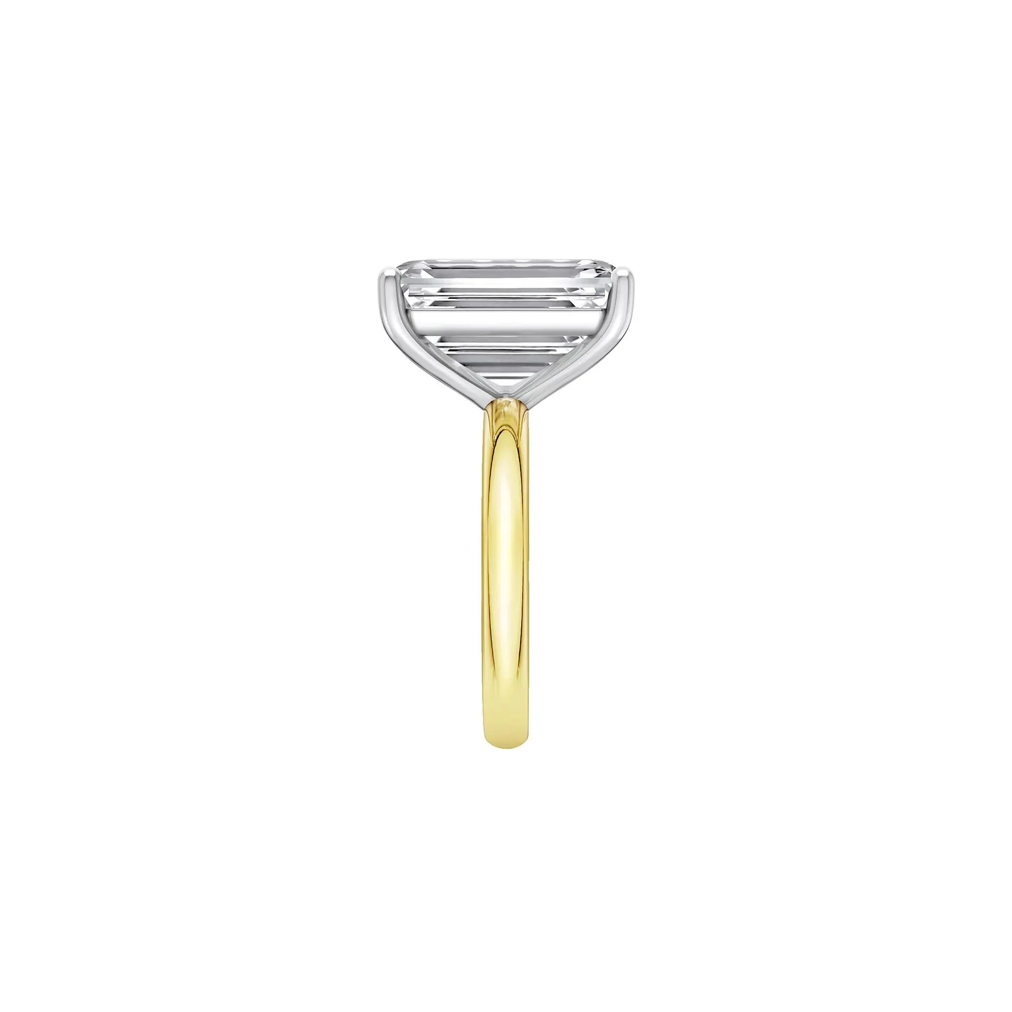 Lab Grown Diamond Emerald-Cut Solitaire Ring 14K Yellow & White Gold (10 CT.) Size 7.5 2mm - Image 3