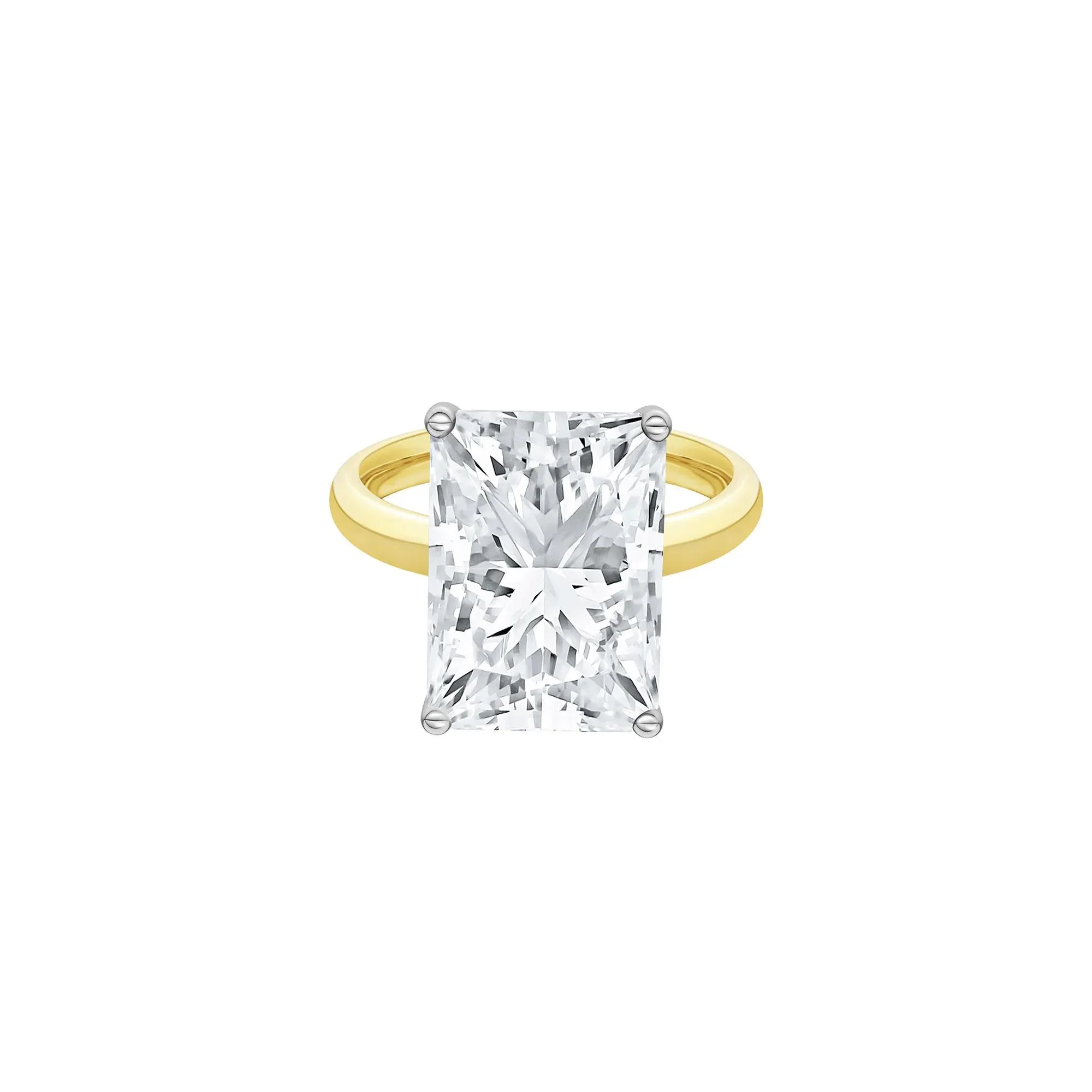 Lab Grown Diamond Radiant-Cut Solitaire Ring 14K Yellow & White Gold (7 CT.) Size 8.5 2mm