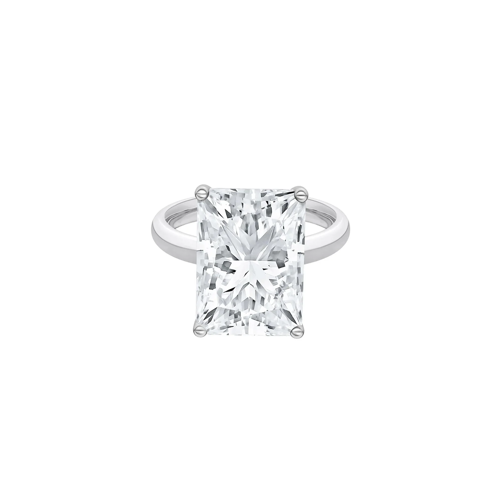 Lab Grown Diamond Radiant-Cut Solitaire Ring Platinum (7 CT.) White Size 5 2mm