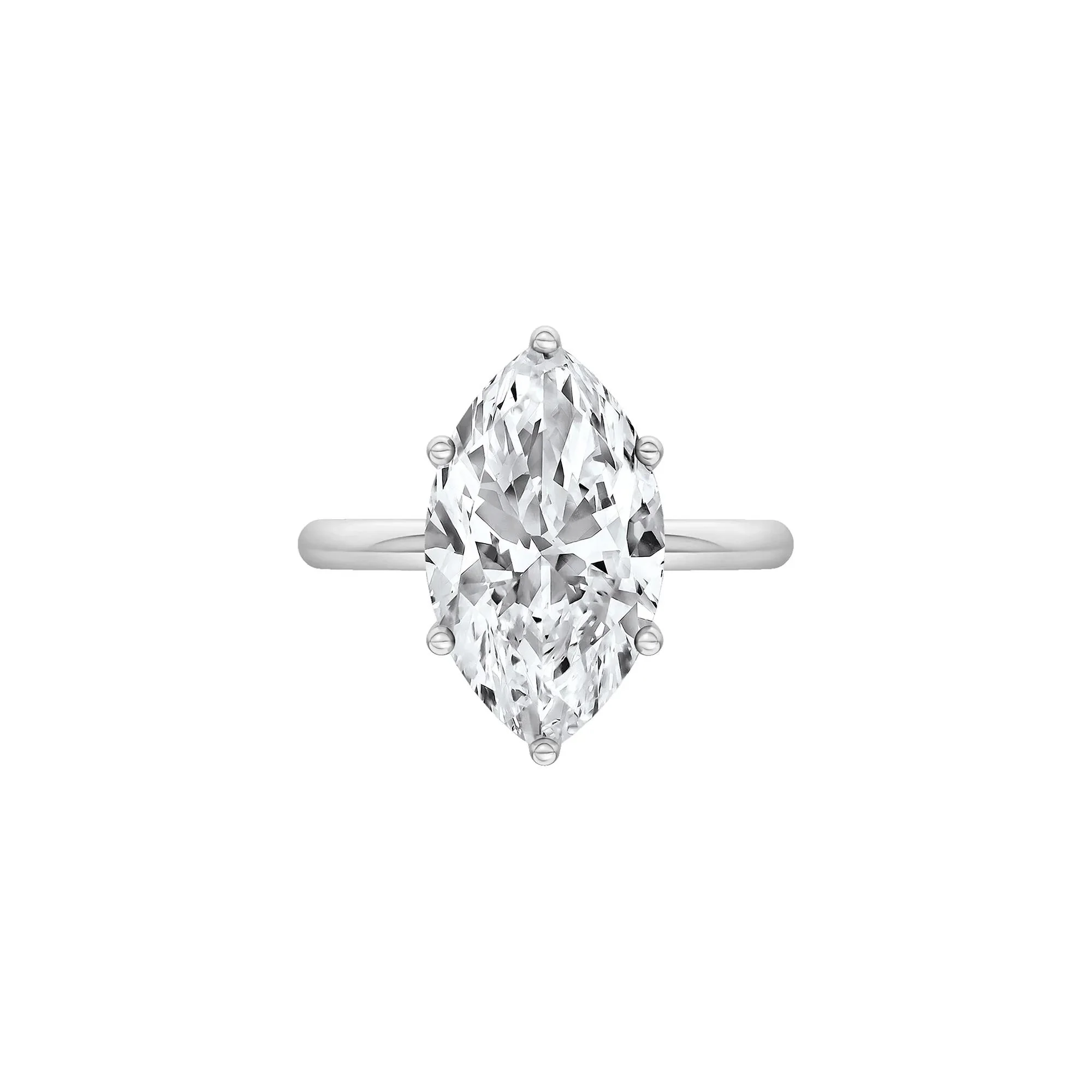 Lab Grown Diamond Marquise Solitaire Engagement Ring 14K White Gold (4 CT.) Size 10.5 2mm