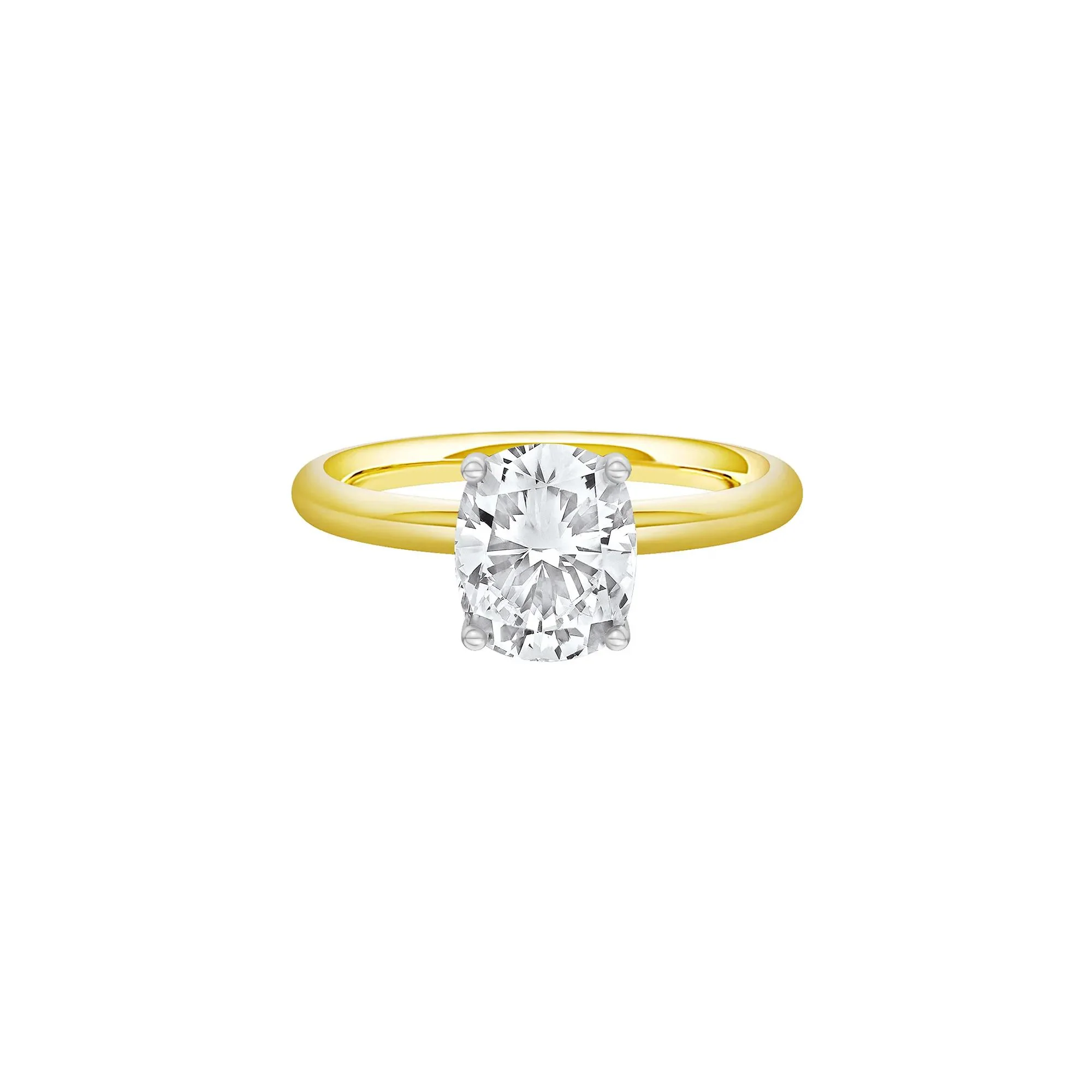 1/2 CT. Tw. Lab Grown Diamond Elongated Cushion-Cut Engagement Ring 14K Yellow and White Gold Size 4.5 2mm
