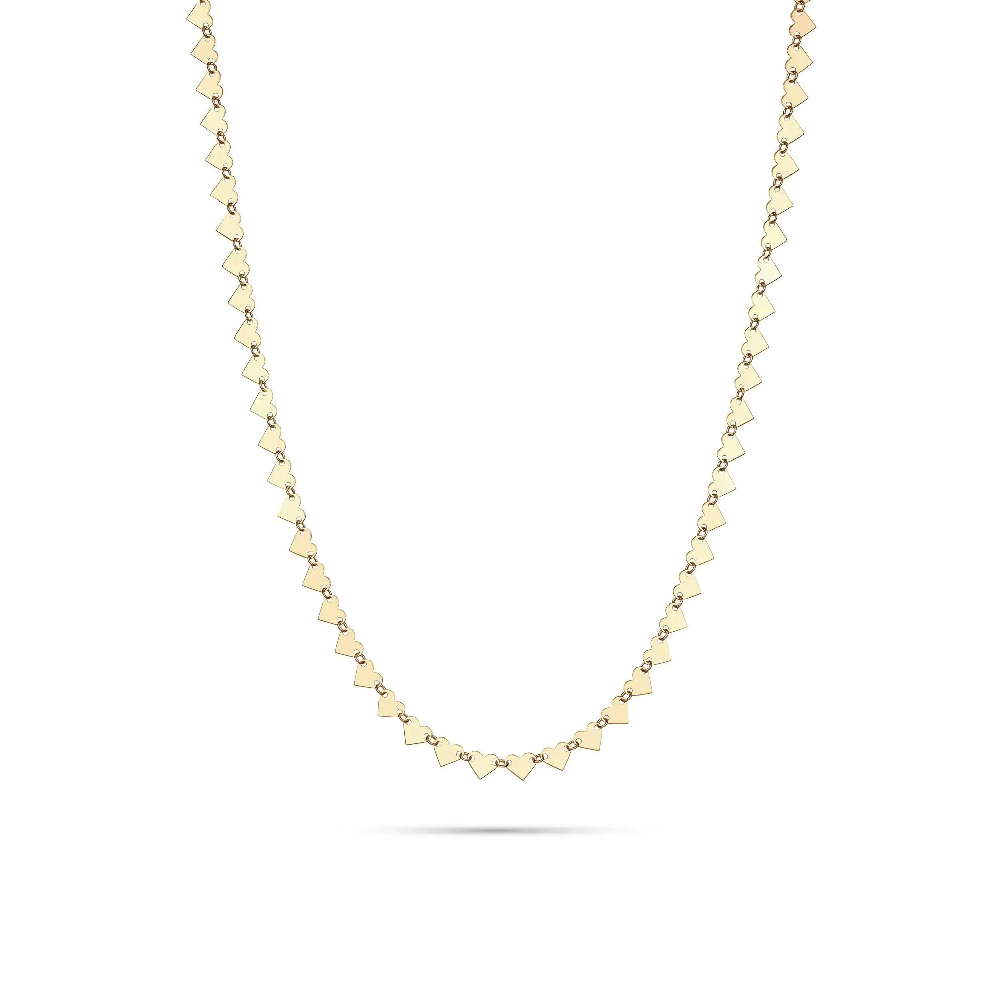 Heart Link Chain Necklace 10K Yellow Gold Size 18" - Image 2