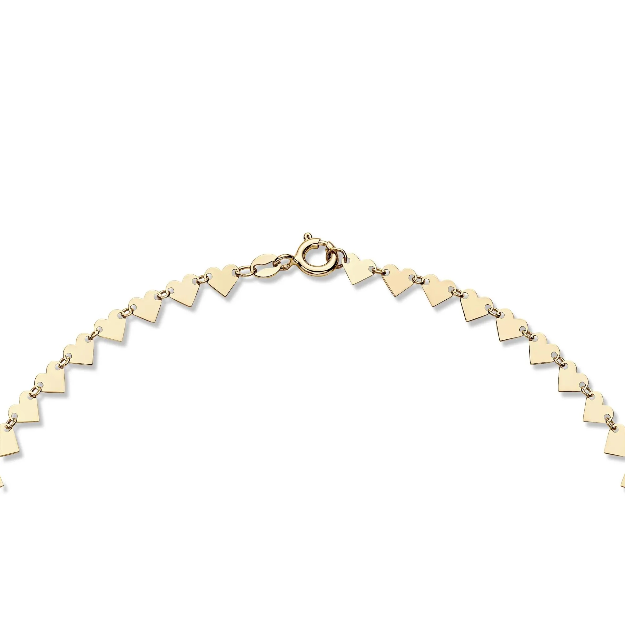 Heart Link Chain Necklace 10K Yellow Gold Size 18" - Image 3