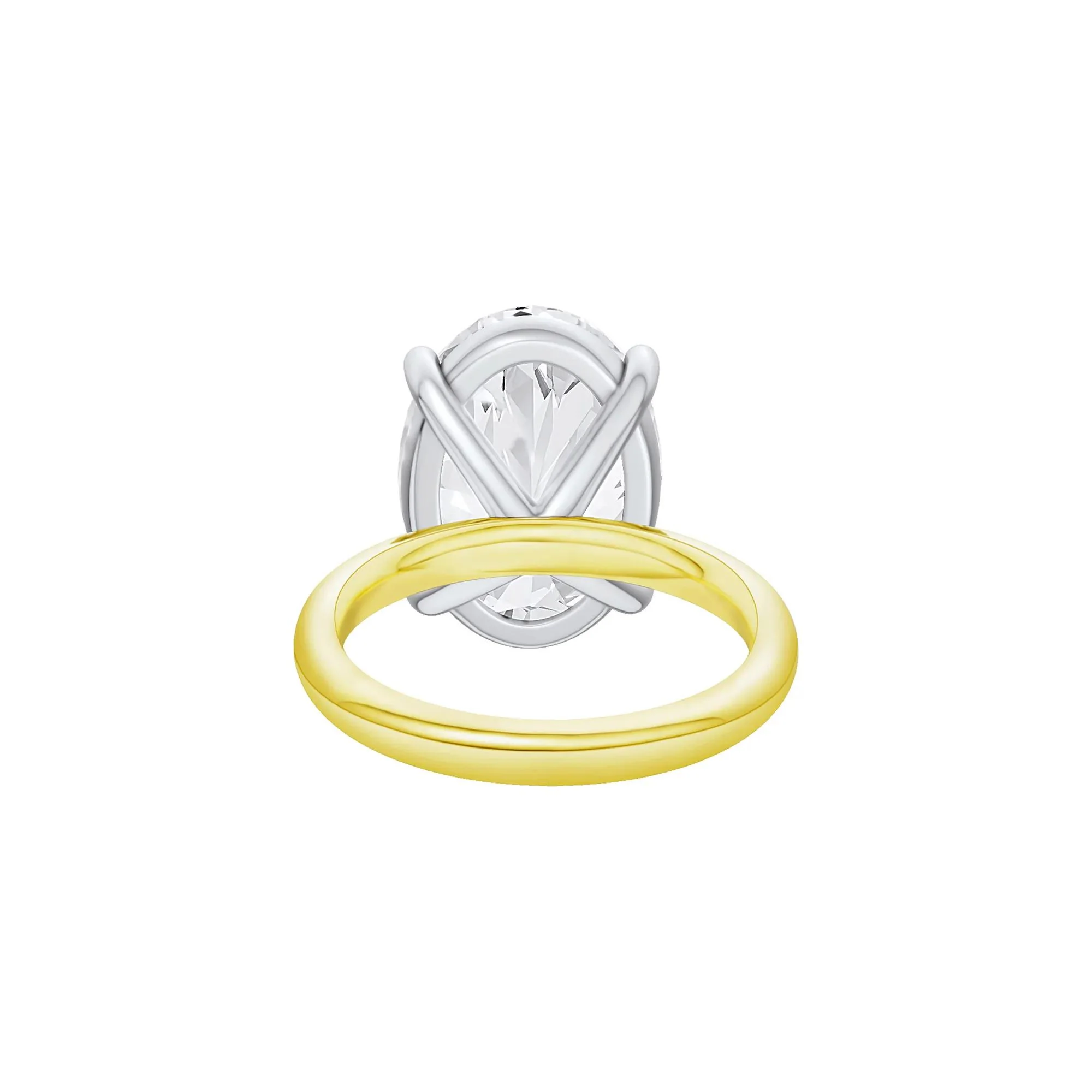 Lab Grown Diamond Oval Solitaire Ring 14K Yellow & White Gold (10 CT.) Size 10 2mm - Image 4