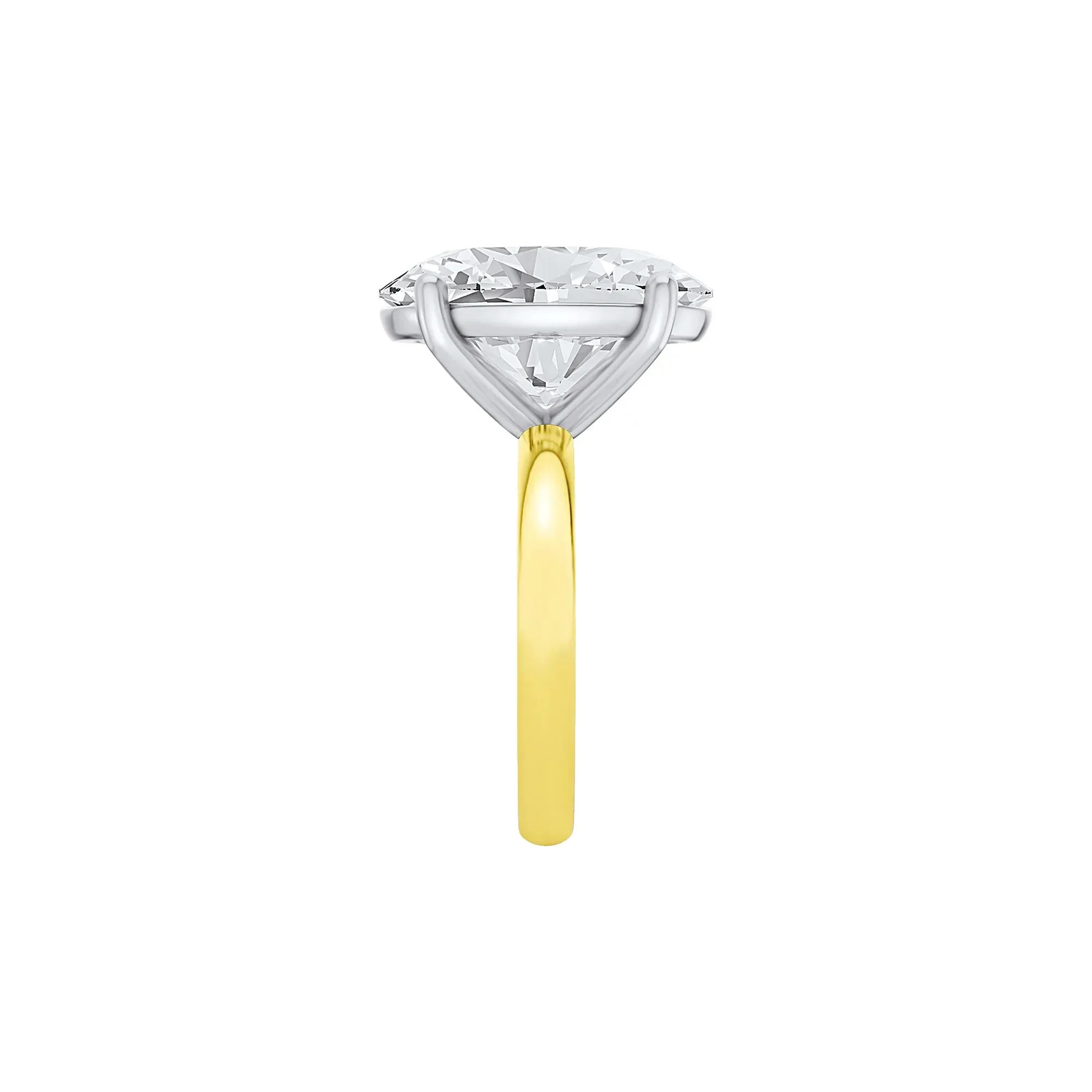Lab Grown Diamond Oval Solitaire Ring 14K Yellow & White Gold (10 CT.) Size 11.5 2mm - Image 3