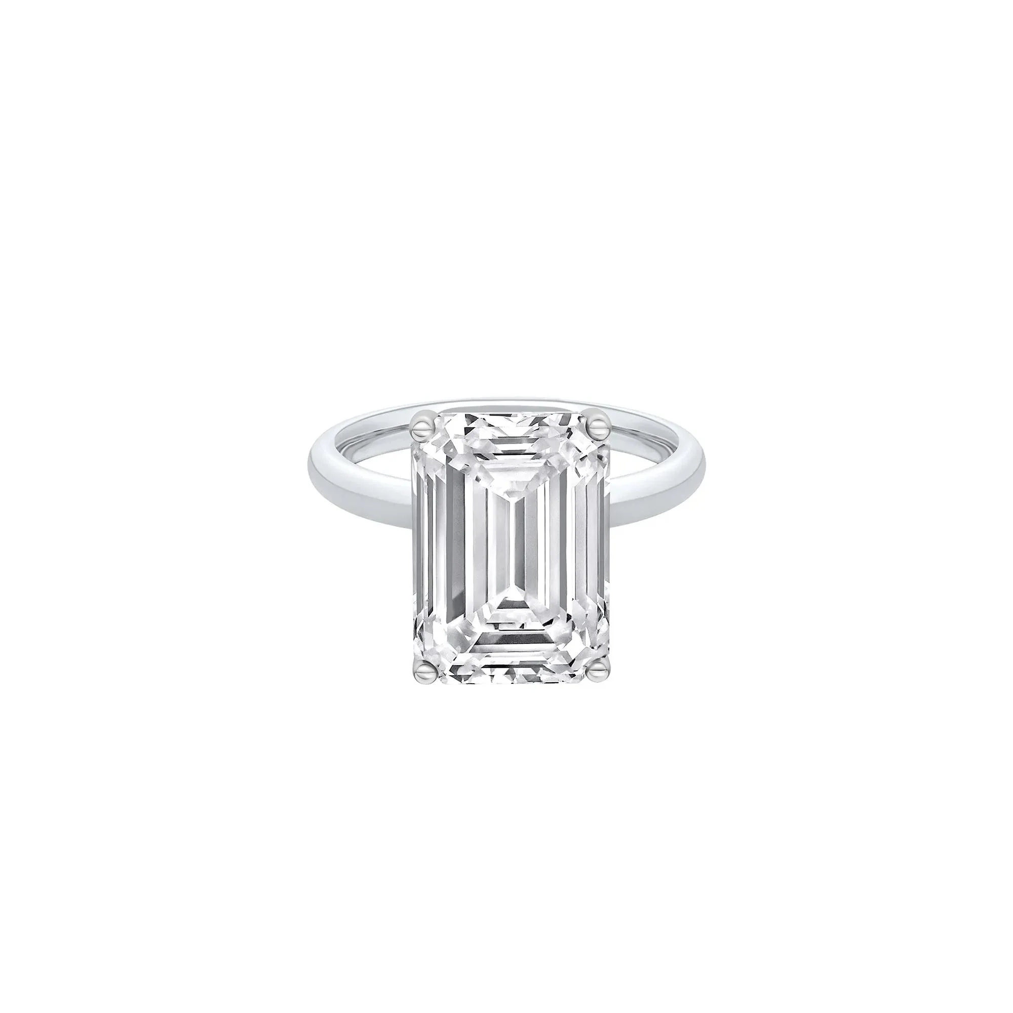 Lab Grown Diamond Emerald-Cut Solitaire Engagement Ring 14K White Gold (7 CT.) Size 11.5 2mm