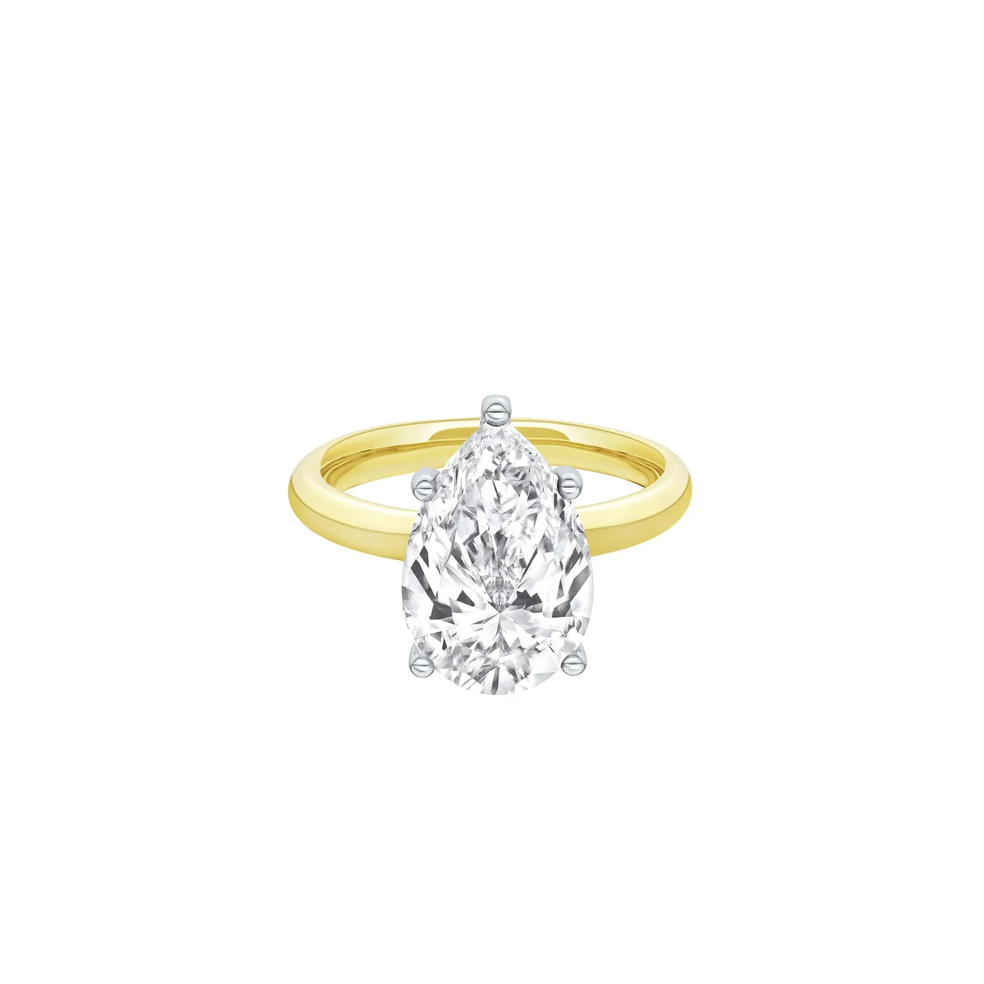 Lab Grown Diamond Pear-Shaped Solitaire Ring Yellow Size 5.5 2mm