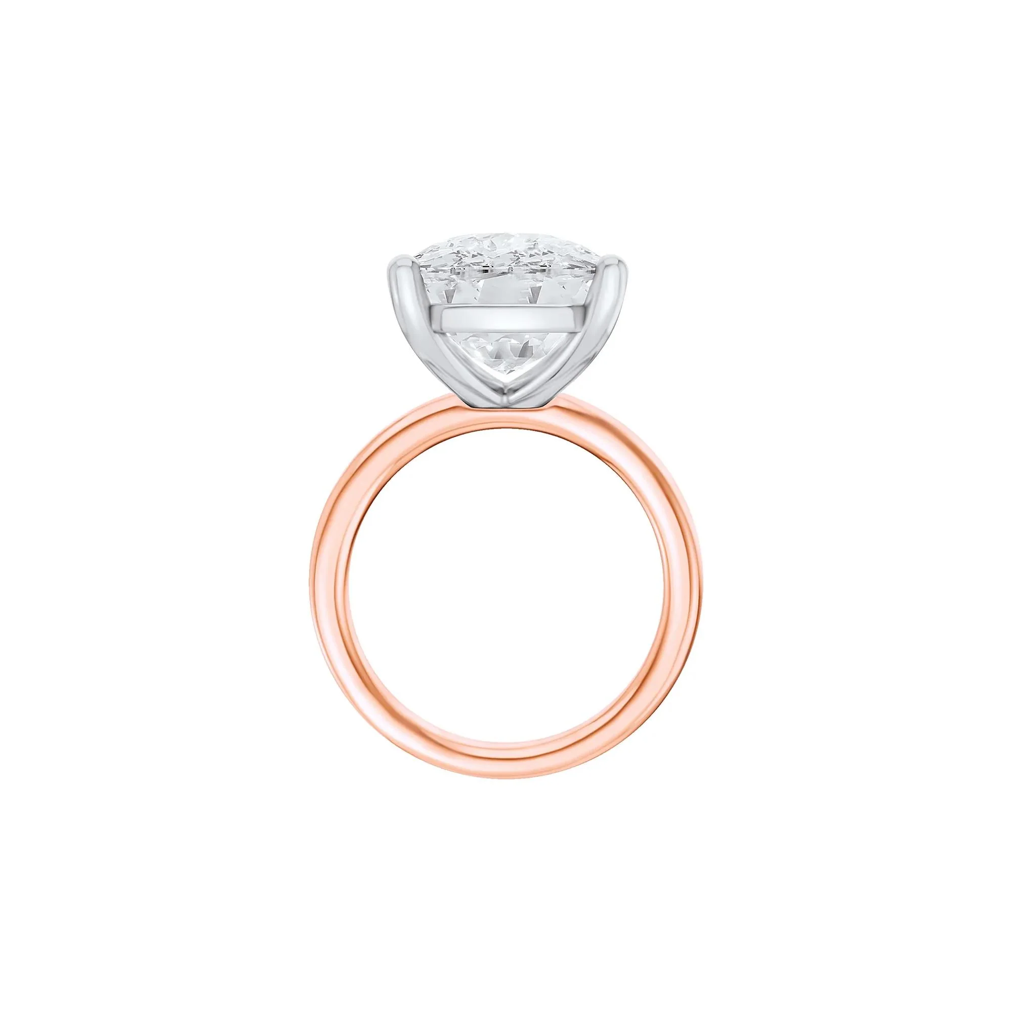 Lab Grown Diamond Elongated Cushion Solitaire Ring 14K Rose & White Gold (10 CT.) Size 4 2mm - Image 2