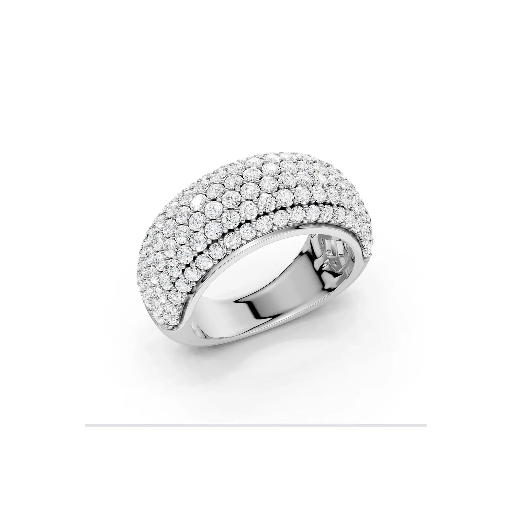 2 CT. Tw. Lab Grown Diamond Pavé Band Ring 14K White Gold Round Brilliant Cut Size 8 4.5mm - Image 2