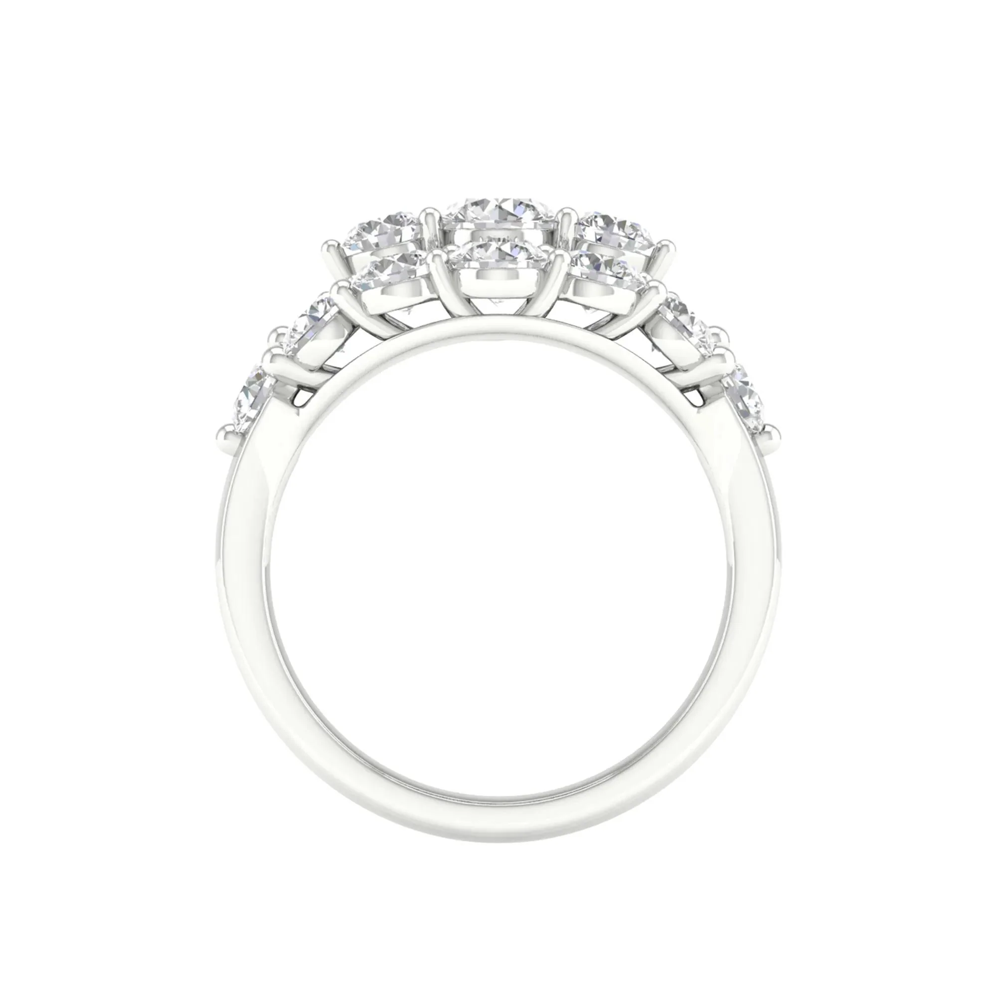 3 CT. Tw. Lab Grown Diamond Round Cluster Ring 14K White Gold Size 5 2mm - Image 3