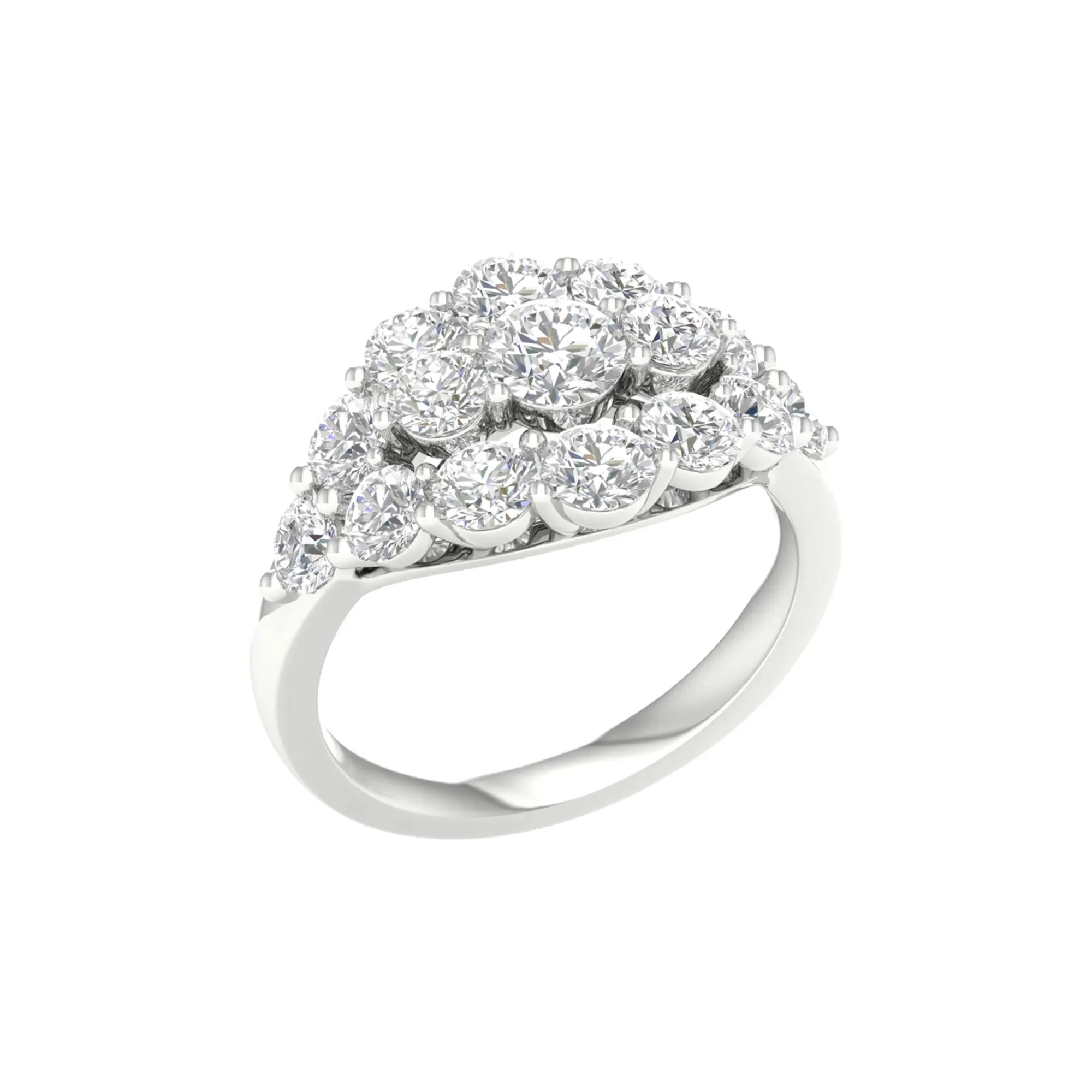 3 CT. Tw. Lab Grown Diamond Round Cluster Ring 14K White Gold Size 6 2mm - Image 2