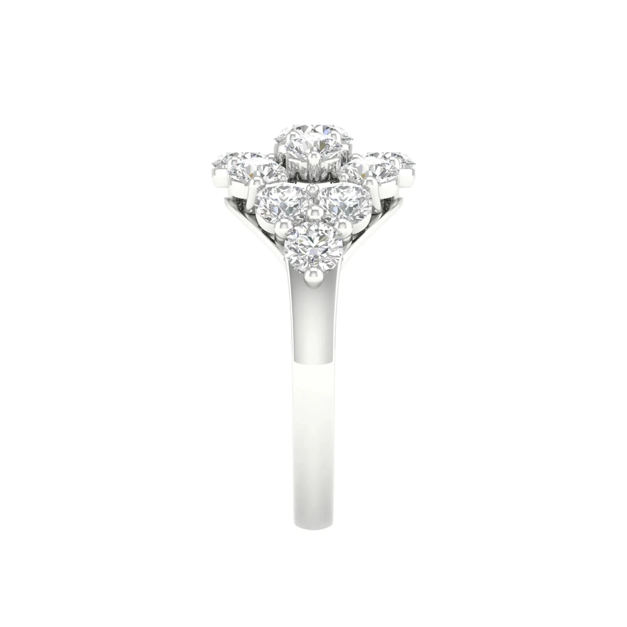 3 CT. Tw. Lab Grown Diamond Round Cluster Ring 14K White Gold Size 6 2mm - Image 4