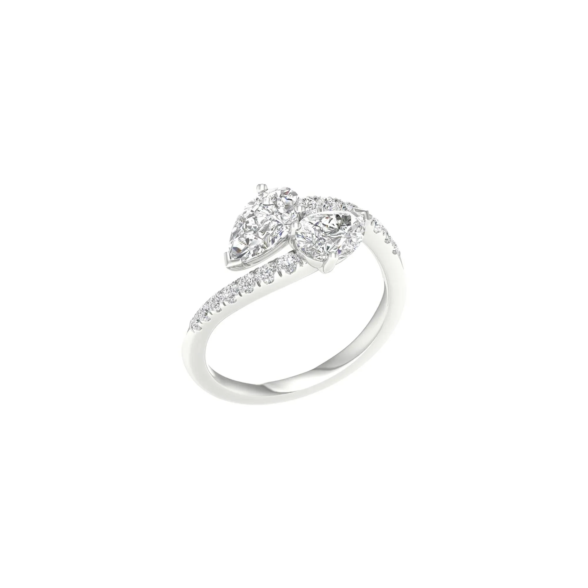 1 3/4 CT. Tw. Lab Grown Diamond Bypass Ring 14K White Gold Size 8 2mm - Image 2