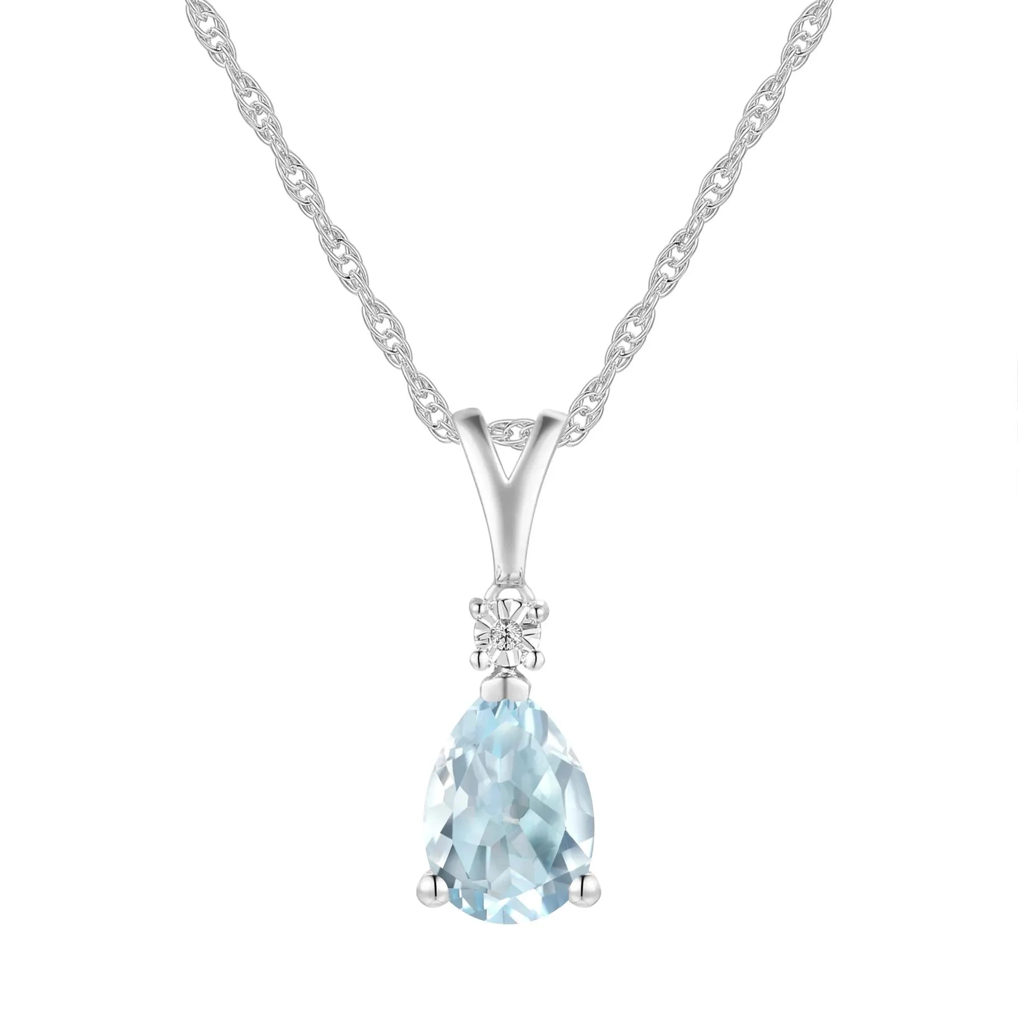 Aquamarine & Diamond Accent Pendant Necklace & Earrings Boxed Set 10K White Gold Size 18" - Image 5