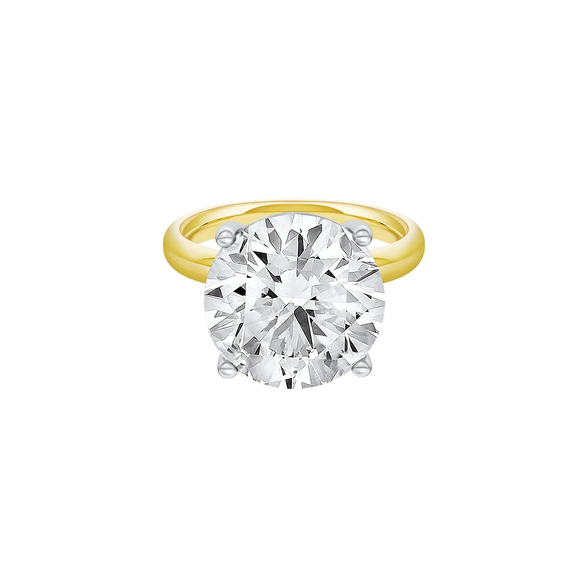 Lab Grown Diamond Round Solitaire Engagement Ring 14K Yellow and White Gold (10 CT.) Size 8 2mm