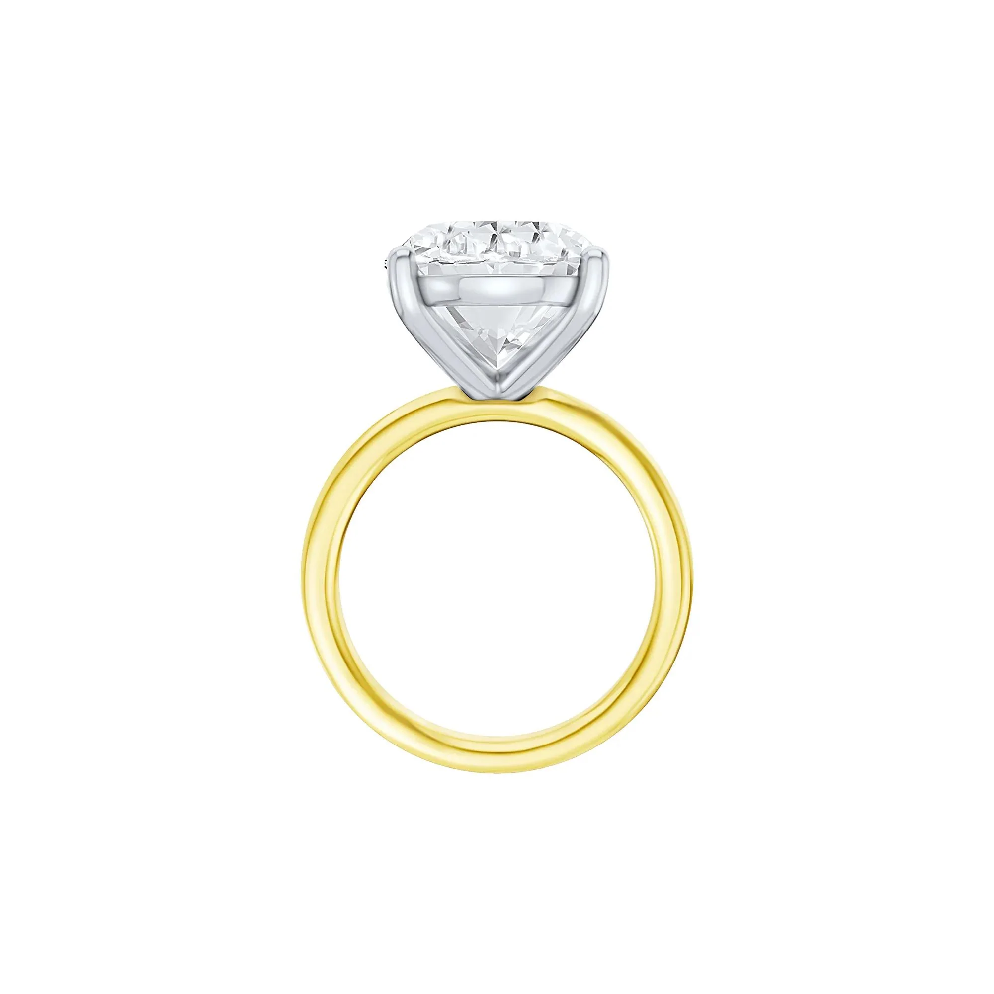 Lab Grown Diamond Oval Solitaire Ring 14K Yellow & White Gold (9 CT.) Size 5.5 2mm - Image 3