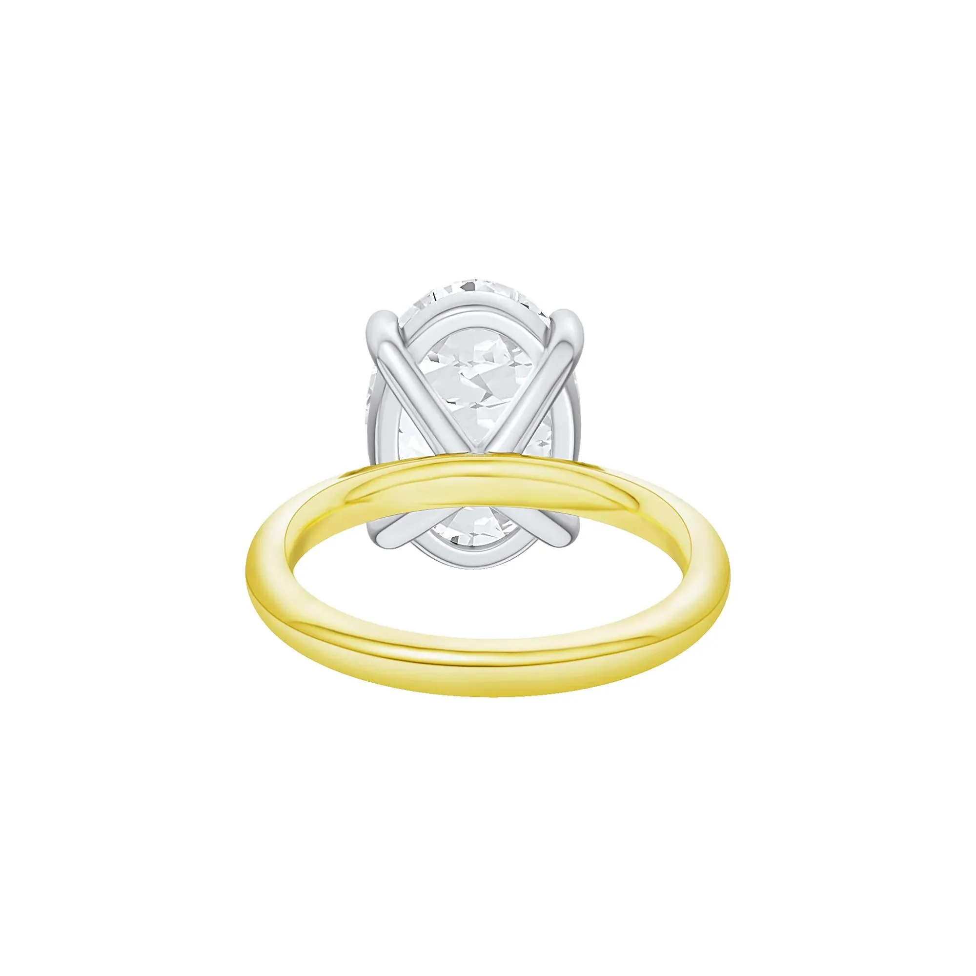 Lab Grown Diamond Oval Solitaire Ring 14K Yellow & White Gold (9 CT.) Size 5.5 2mm - Image 5