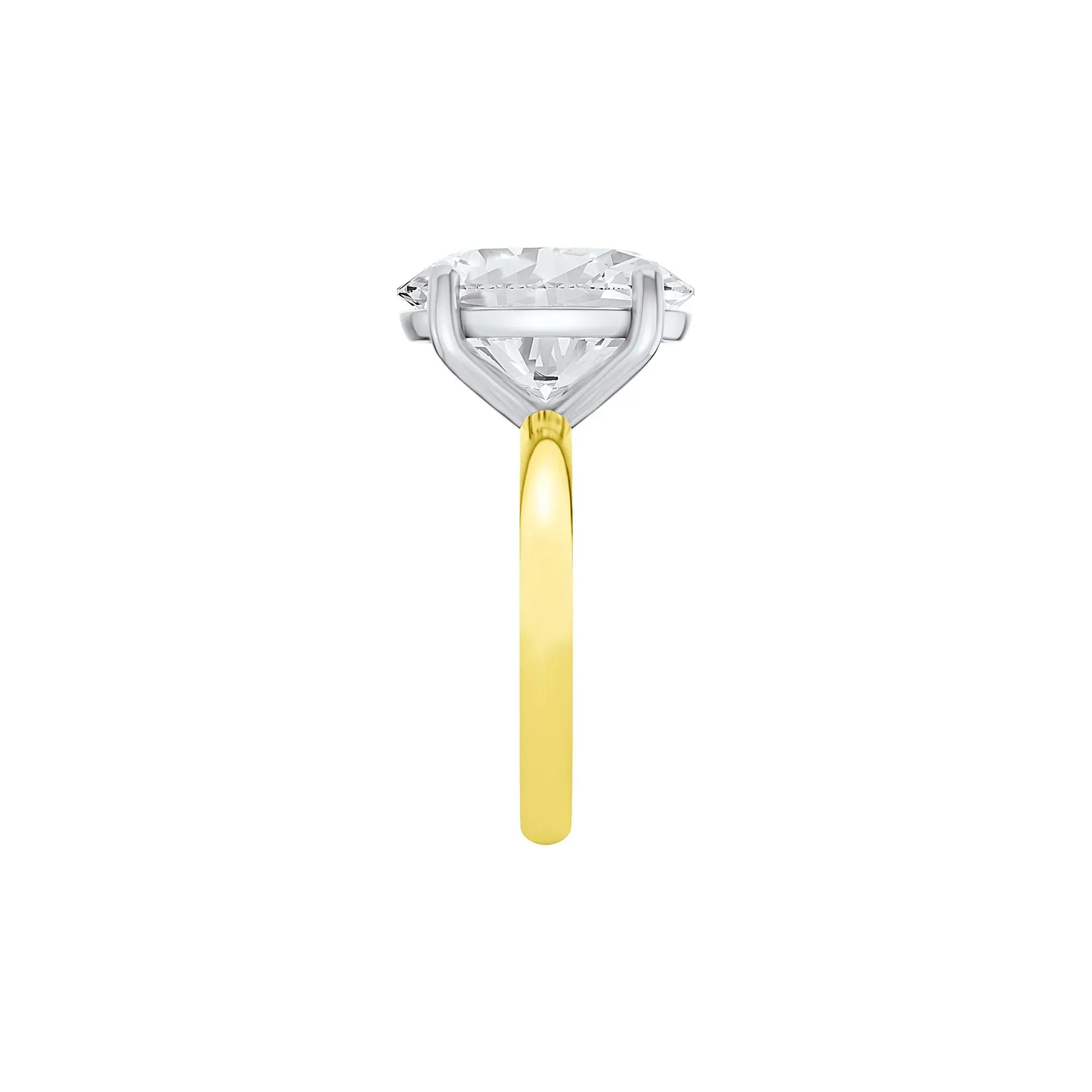 Lab Grown Diamond Oval Solitaire Ring 14K Yellow & White Gold (9 CT.) Size 6.5 2mm - Image 4